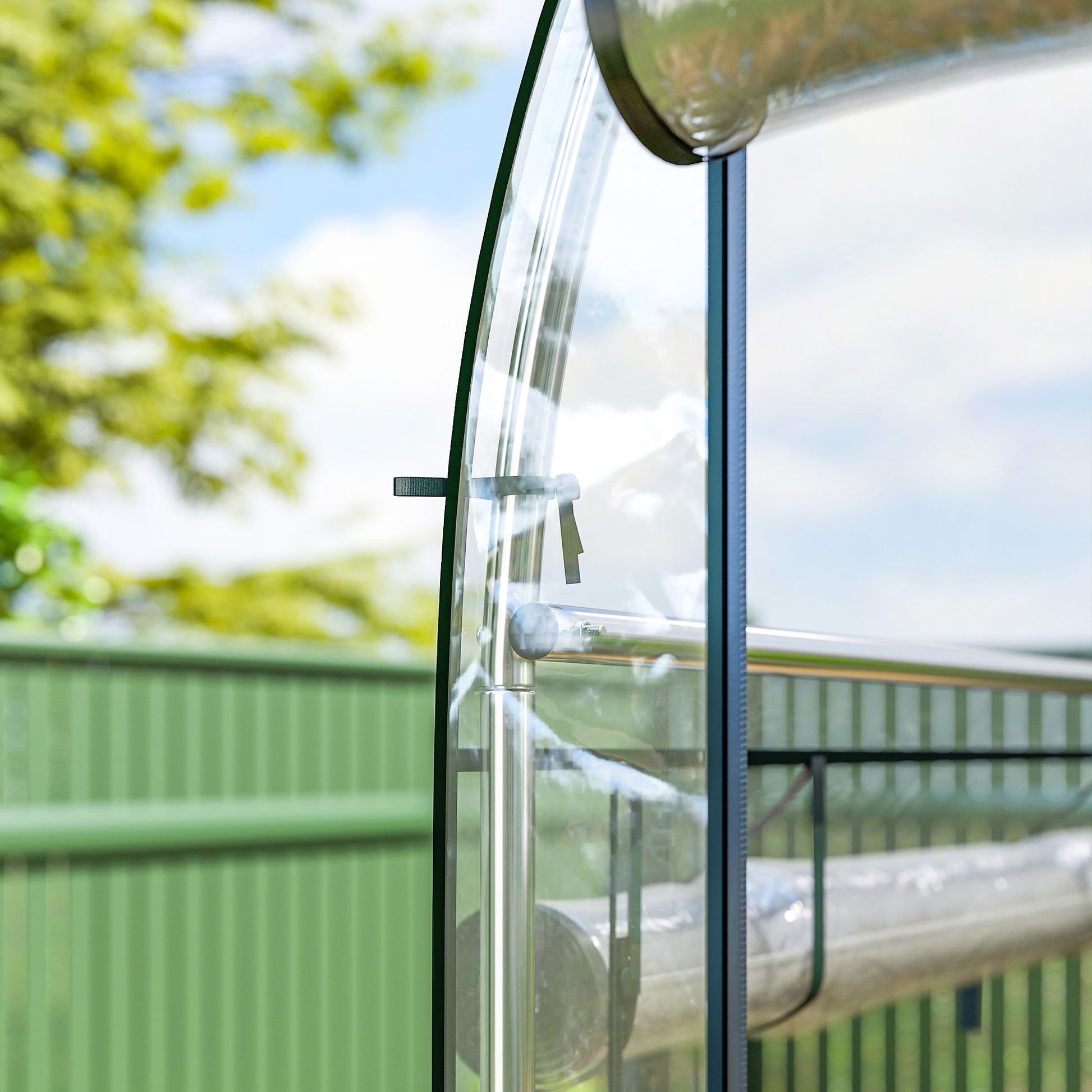 Outsunny Invernadero de Exterior 3x1x2 m, Invernadero de Túnel con 8 Puertas Enrollables, Cubierta de Plástico y Marco de Acero Galvanizado, Anti-UV, Impermeable, para Cultivos, Transparente