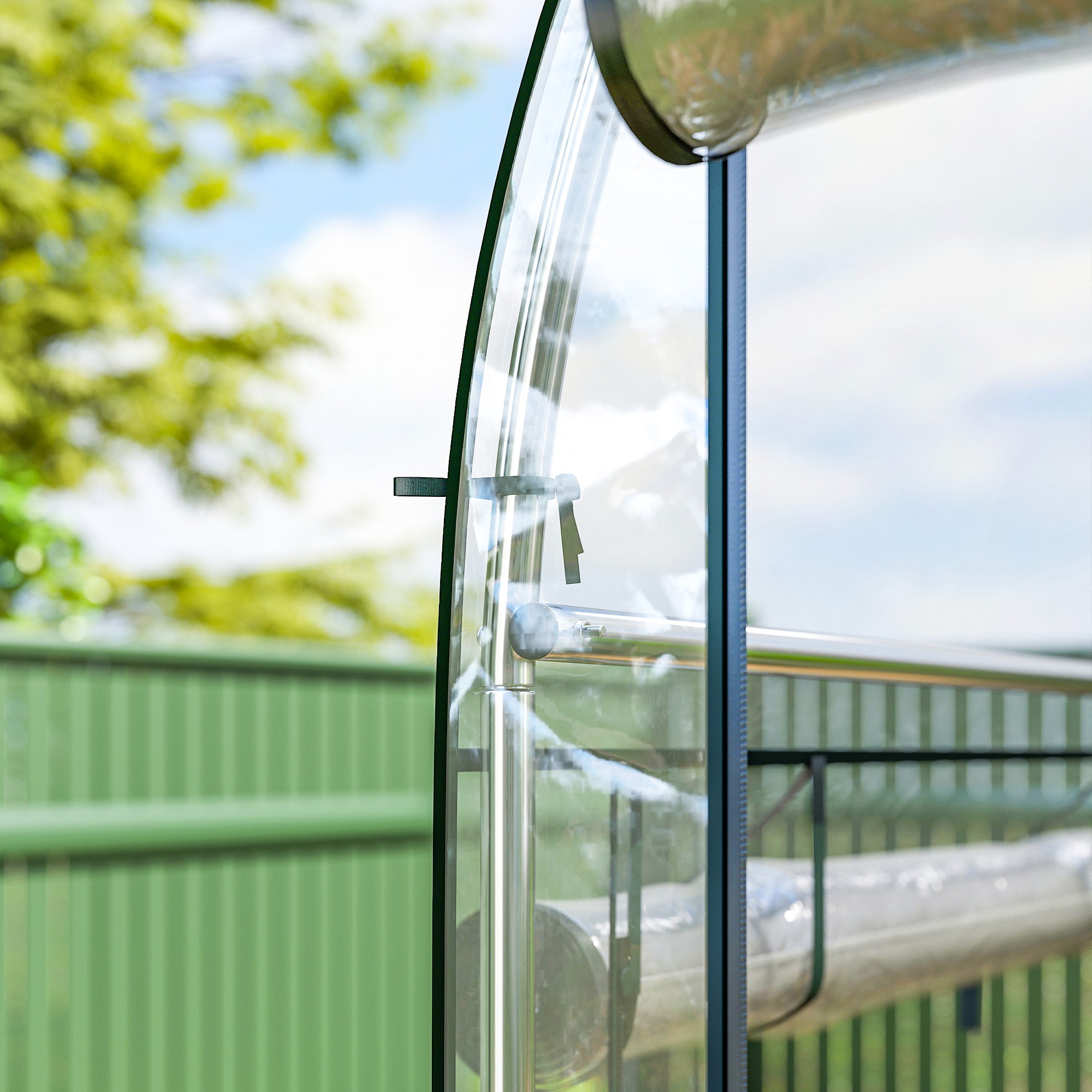 Outsunny Invernadero de Exterior 3x1x2 m, Invernadero de Túnel con 8 Puertas Enrollables, Cubierta de Plástico y Marco de Acero Galvanizado, Anti-UV, Impermeable, para Cultivos, Transparente