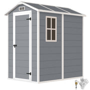 Outsunny Caseta de Jardín Exterior, 2,1 m², 131x186x198 cm, Cobertizo de Jardín Exterior con Suelo, Puerta con Cerradura, Ventana y 2 Ventilaciones, para Almacenamiento de Herramientas, Gris