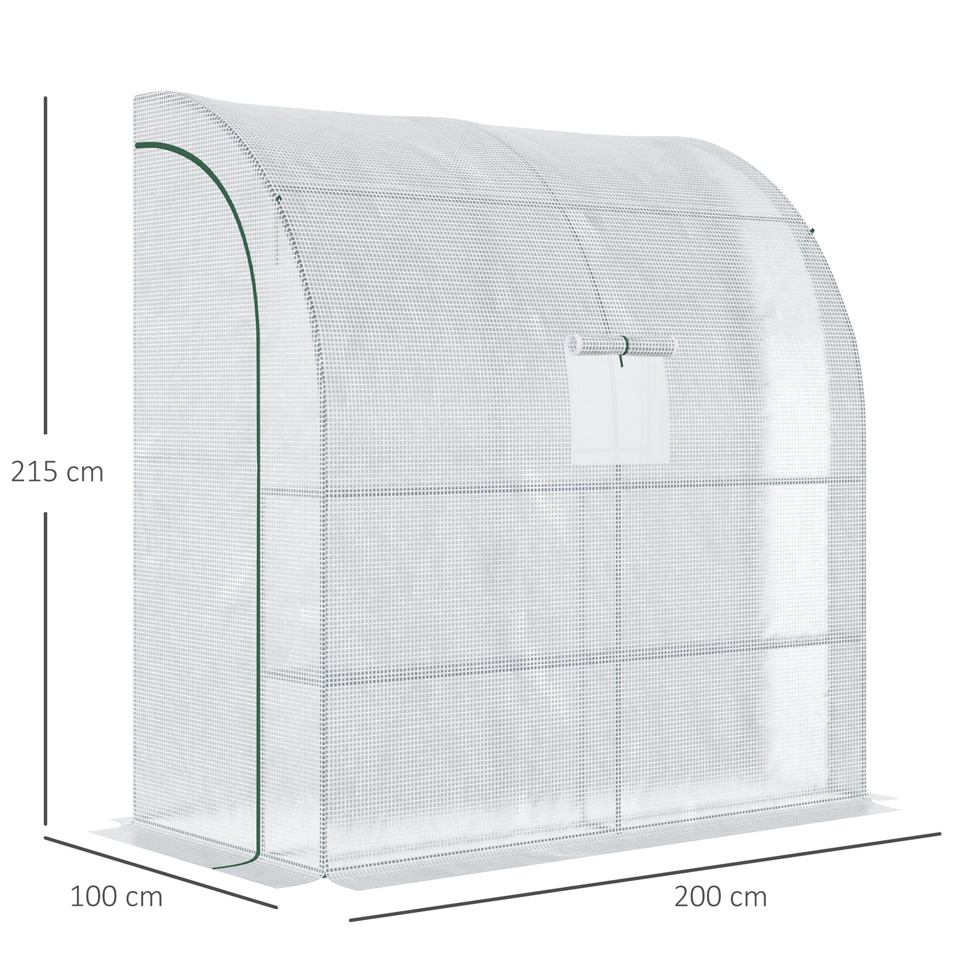 Outsunny Invernadero Pequeño de Pared Invernadero de Exterior con Ventanas Estantes de 3 Niveles y Marco de Acero Invernadero para Cultivar Plantas Flores 200x100x215 cm Blanco