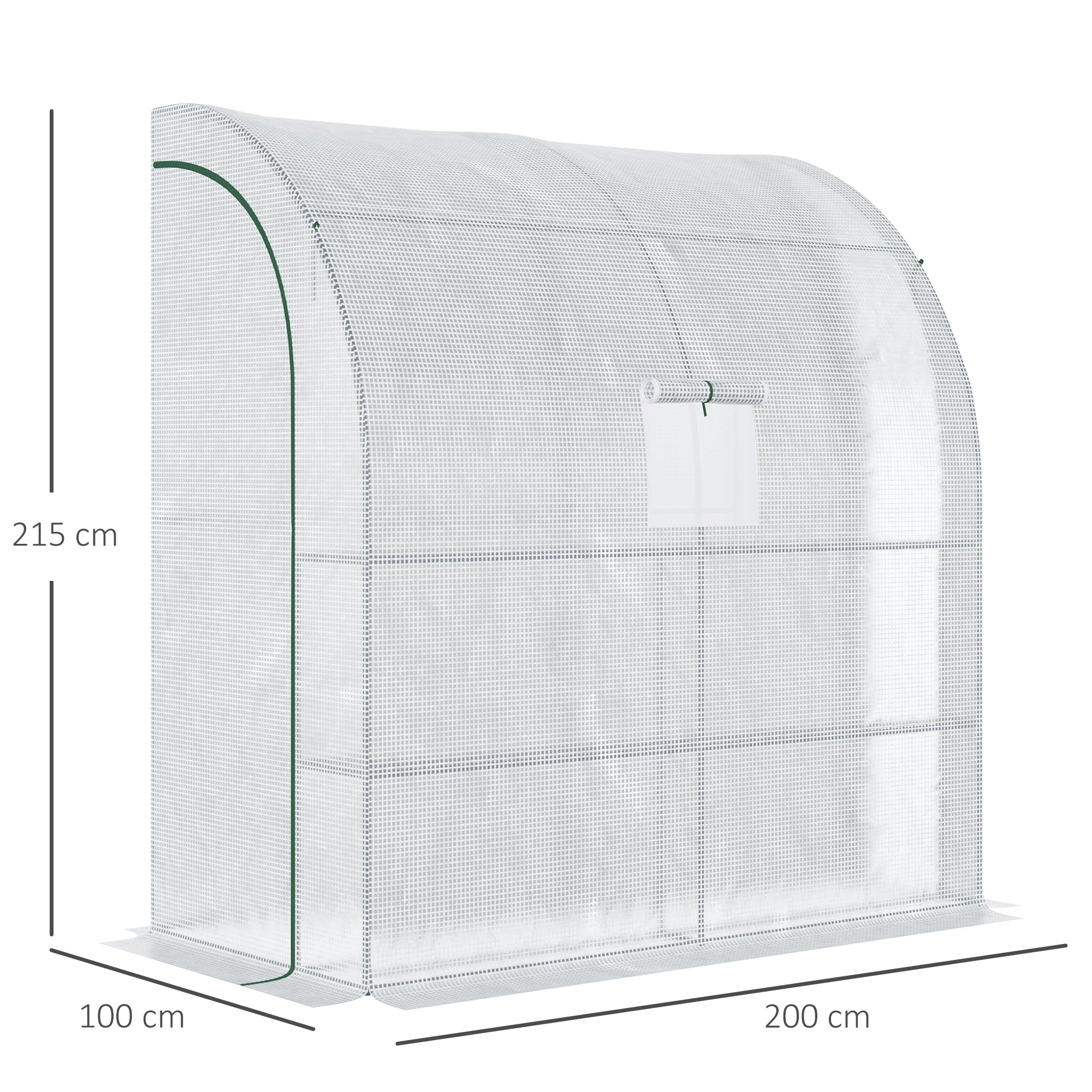 Outsunny Invernadero Pequeño de Pared Invernadero de Exterior con Ventanas Estantes de 3 Niveles y Marco de Acero Invernadero para Cultivar Plantas Flores 200x100x215 cm Blanco