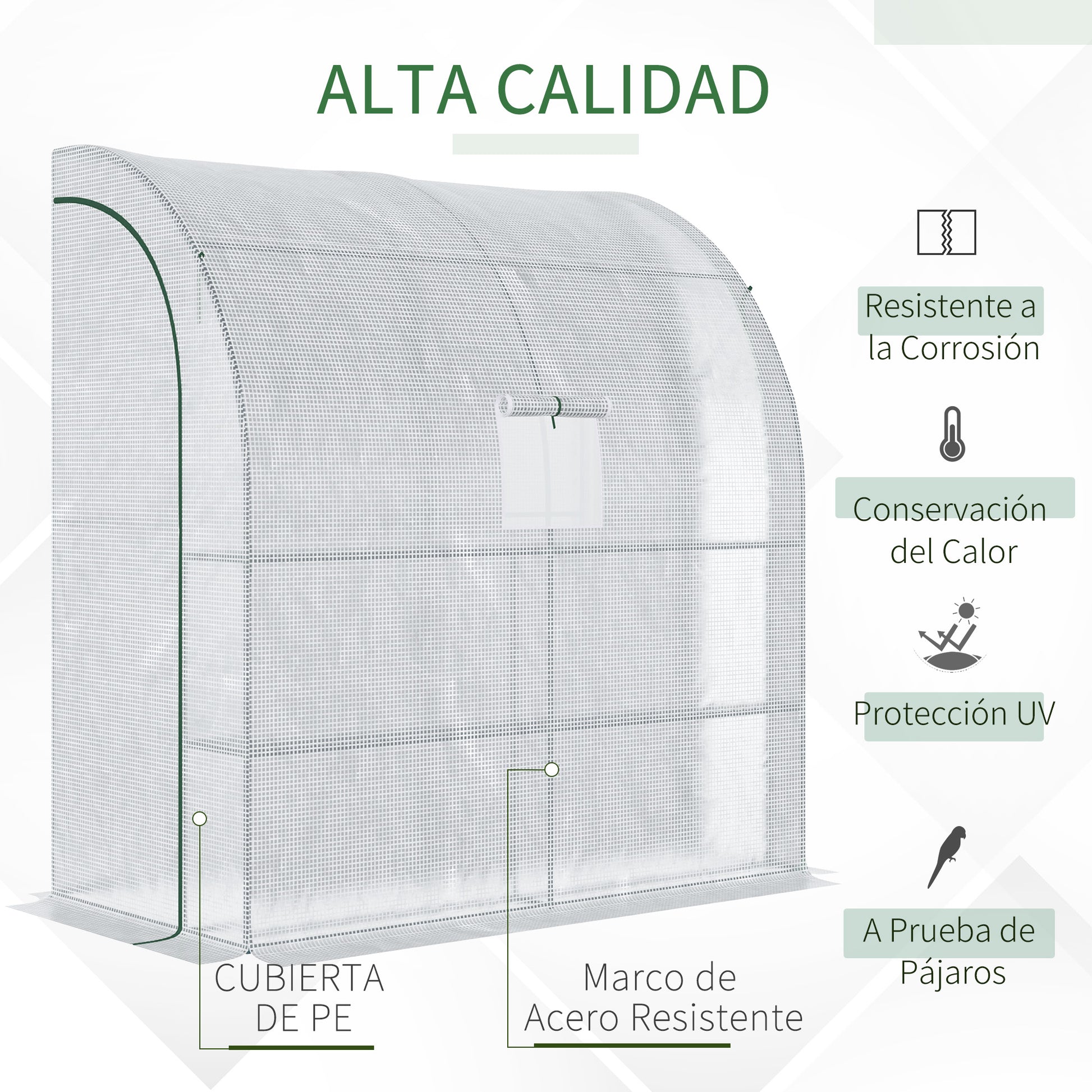 Outsunny Invernadero Pequeño de Pared Invernadero de Exterior con Ventanas Estantes de 3 Niveles y Marco de Acero Invernadero para Cultivar Plantas Flores 200x100x215 cm Blanco