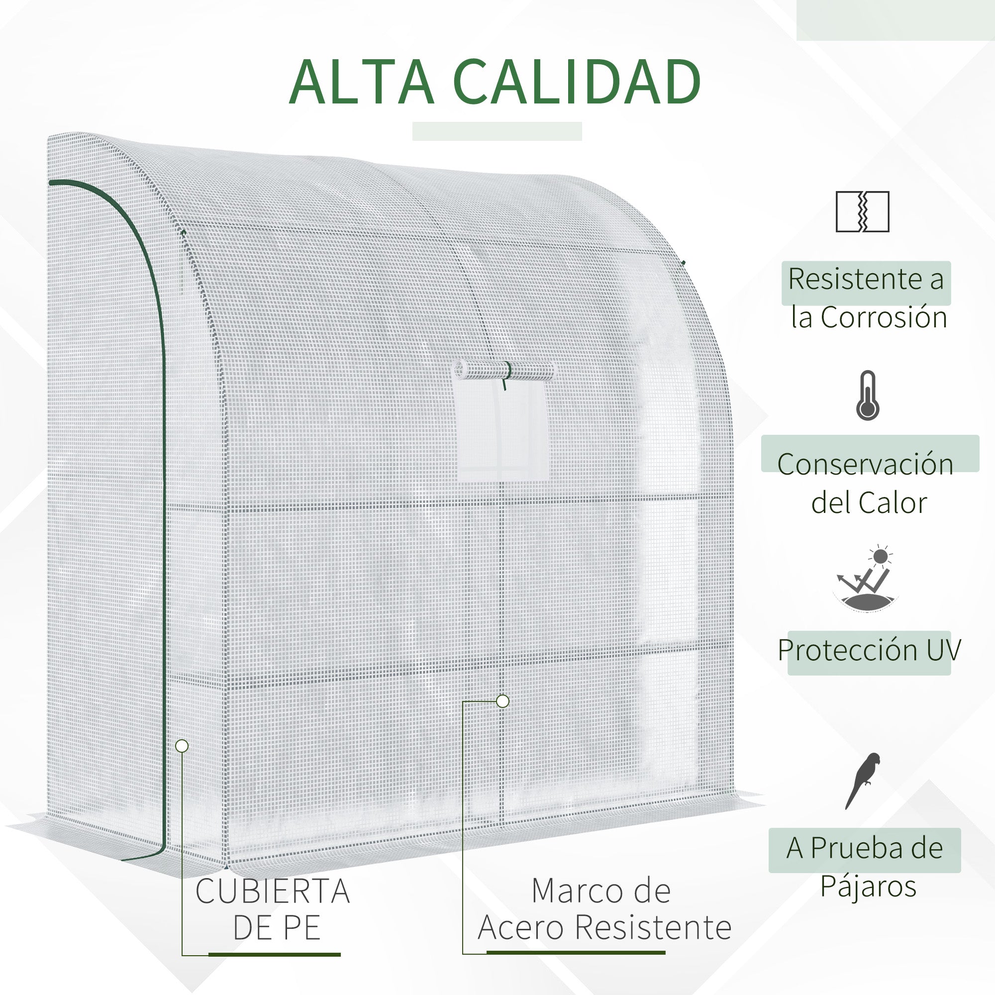 Outsunny Invernadero Pequeño de Pared Invernadero de Exterior con Ventanas Estantes de 3 Niveles y Marco de Acero Invernadero para Cultivar Plantas Flores 200x100x215 cm Blanco