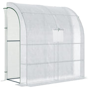 Outsunny Invernadero Pequeño de Pared Invernadero de Exterior con Ventanas Estantes de 3 Niveles y Marco de Acero Invernadero para Cultivar Plantas Flores 200x100x215 cm Blanco