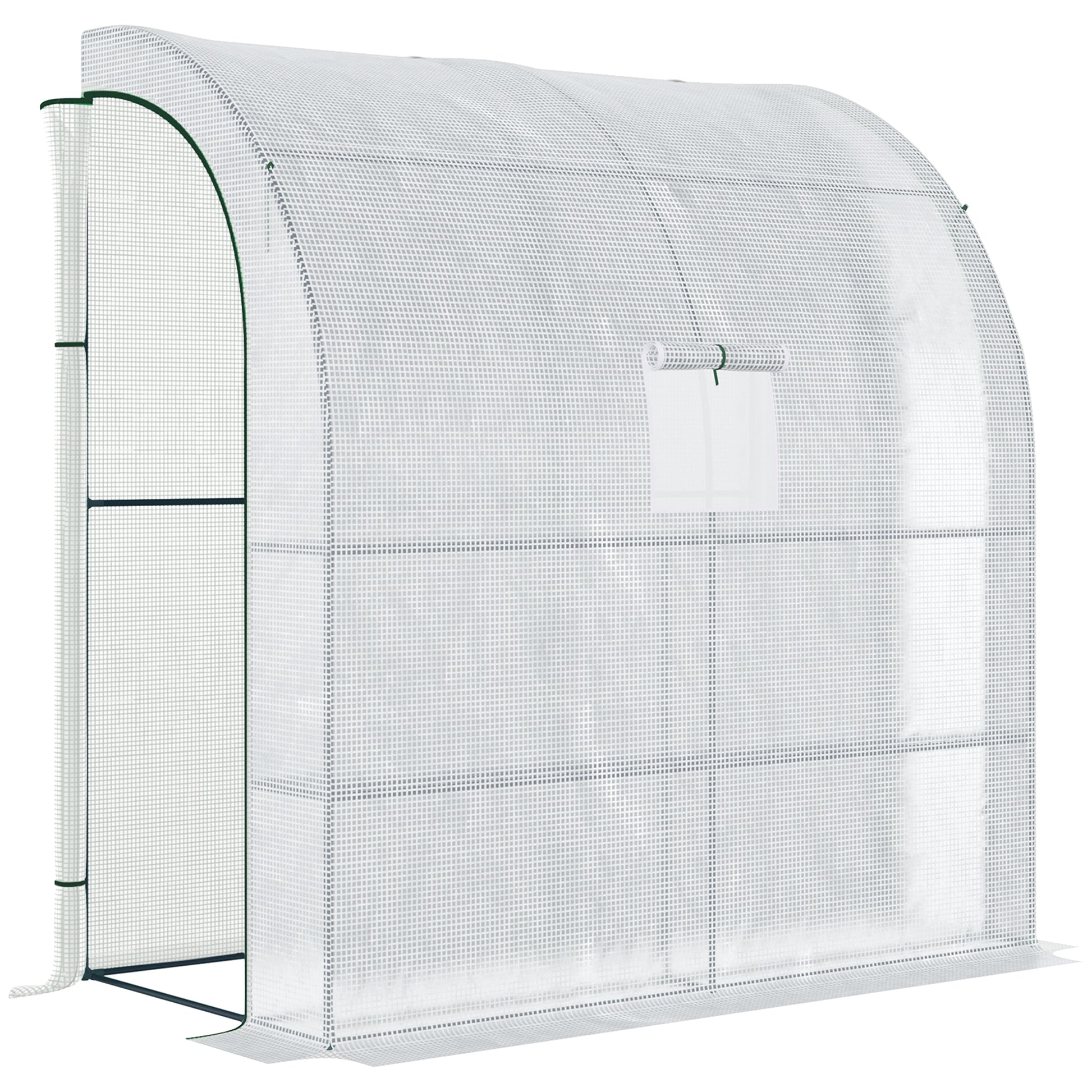 Outsunny Invernadero Pequeño de Pared Invernadero de Exterior con Ventanas Estantes de 3 Niveles y Marco de Acero Invernadero para Cultivar Plantas Flores 200x100x215 cm Blanco