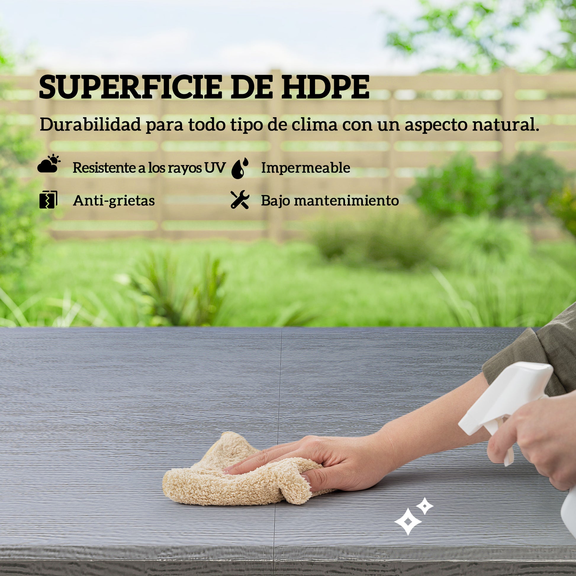 Outsunny Conjunto de Mesa y Sillas Jardín de 5 Piezas, Muebles de Jardín Exterior con Mesa Plegable Ajustable de 55 a 74 cm, 4 Sillas Plegables y Encimera de HDPE, para Terraza Patio, Gris Oscuro