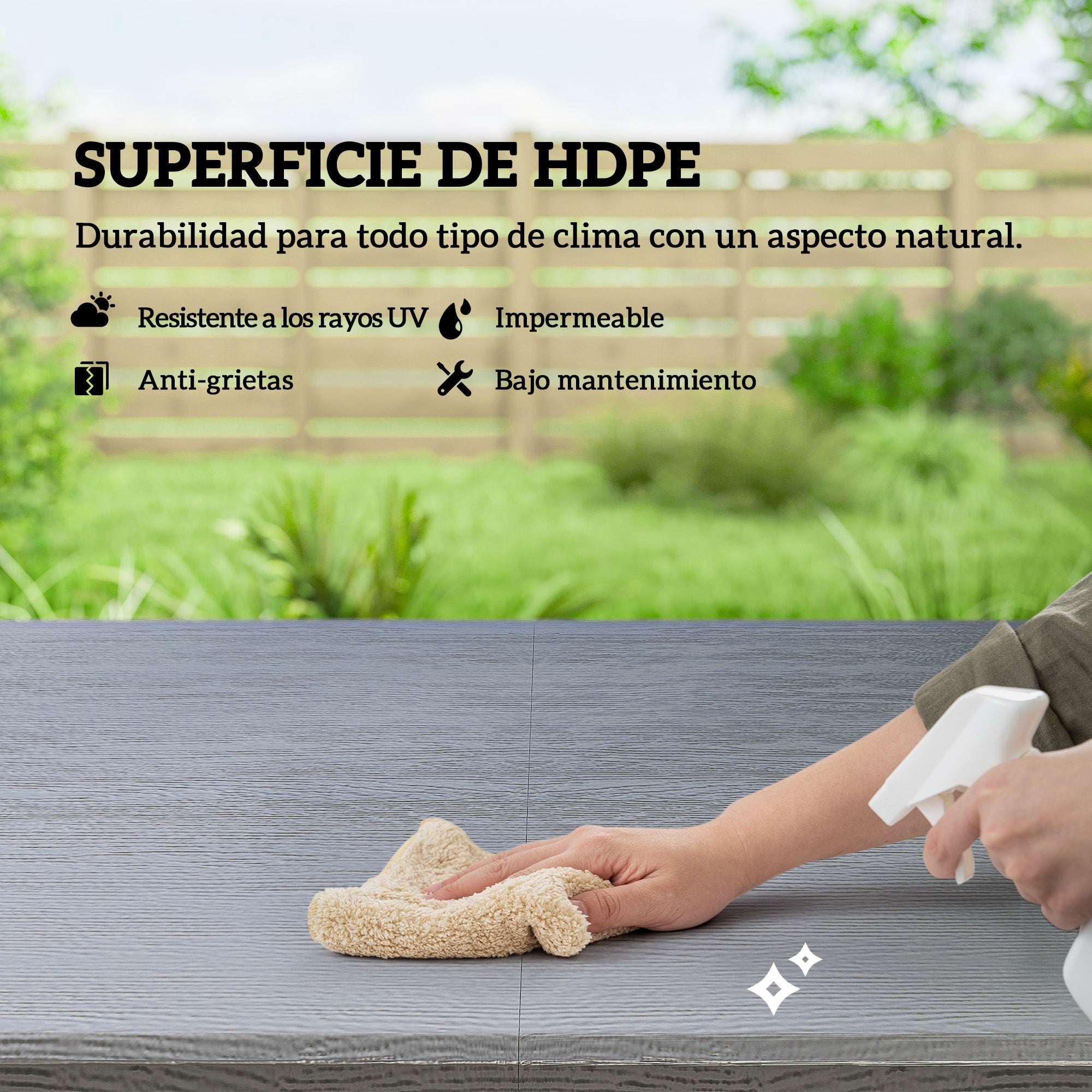 Outsunny Conjunto de Mesa y Sillas Jardín de 5 Piezas, Muebles de Jardín Exterior con Mesa Plegable Ajustable de 55 a 74 cm, 4 Sillas Plegables y Encimera de HDPE, para Terraza Patio, Gris Oscuro