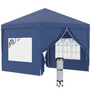 Outsunny Carpa Plegable Pop-up Gazebo 3x3 m Cenador Plegable con 4 Paredes Laterales Anti-UV y Bolsa de Transporte para Camping Fiestas Azul