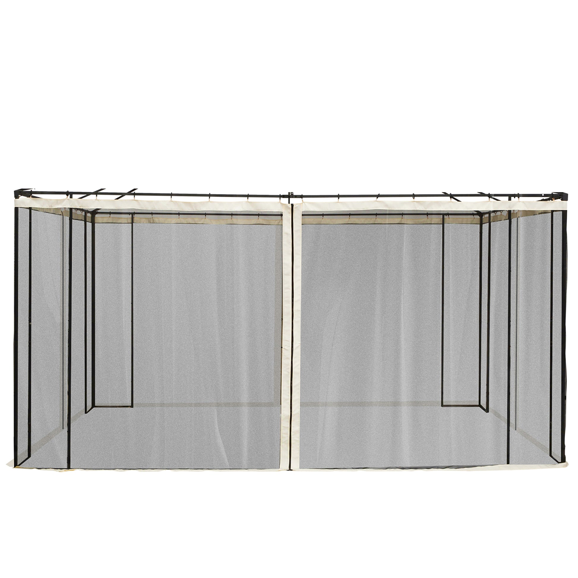Outsunny 4 Paneles Laterales 3,5x2 m para Carpa de Jardín Tela Mosquitera para Cenador Gazebo con Cremalleras y Anillas Negro