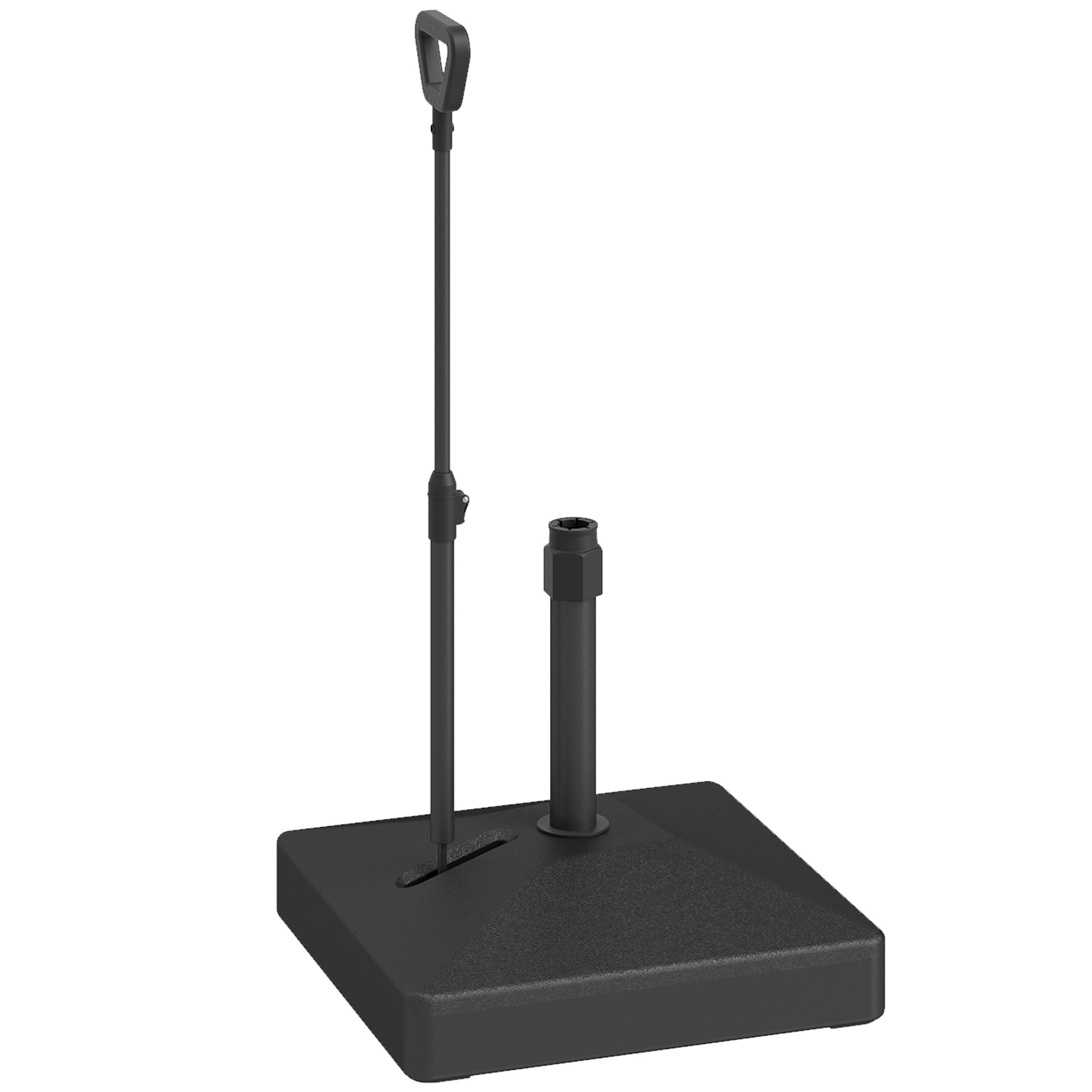 Outsunny Base para Sombrilla Cuadrada Soporte para Parasol con Ruedas Pie para Sombrilla con Asa Ajustable Rellenable con Agua 45L o Arena 55kg para Jardín Terraza Negro