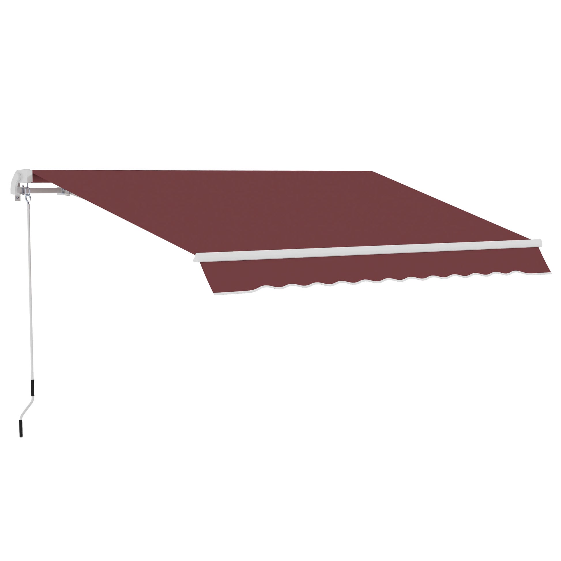 Outsunny Toldo Manual Retráctil 350x250 cm, Toldo Exterior Terraza con Ángulo Ajustable, Manivela, Estructura de Aluminio y Protección UV30+, para Jardín, Patio, Ventanas, Rojo Vino