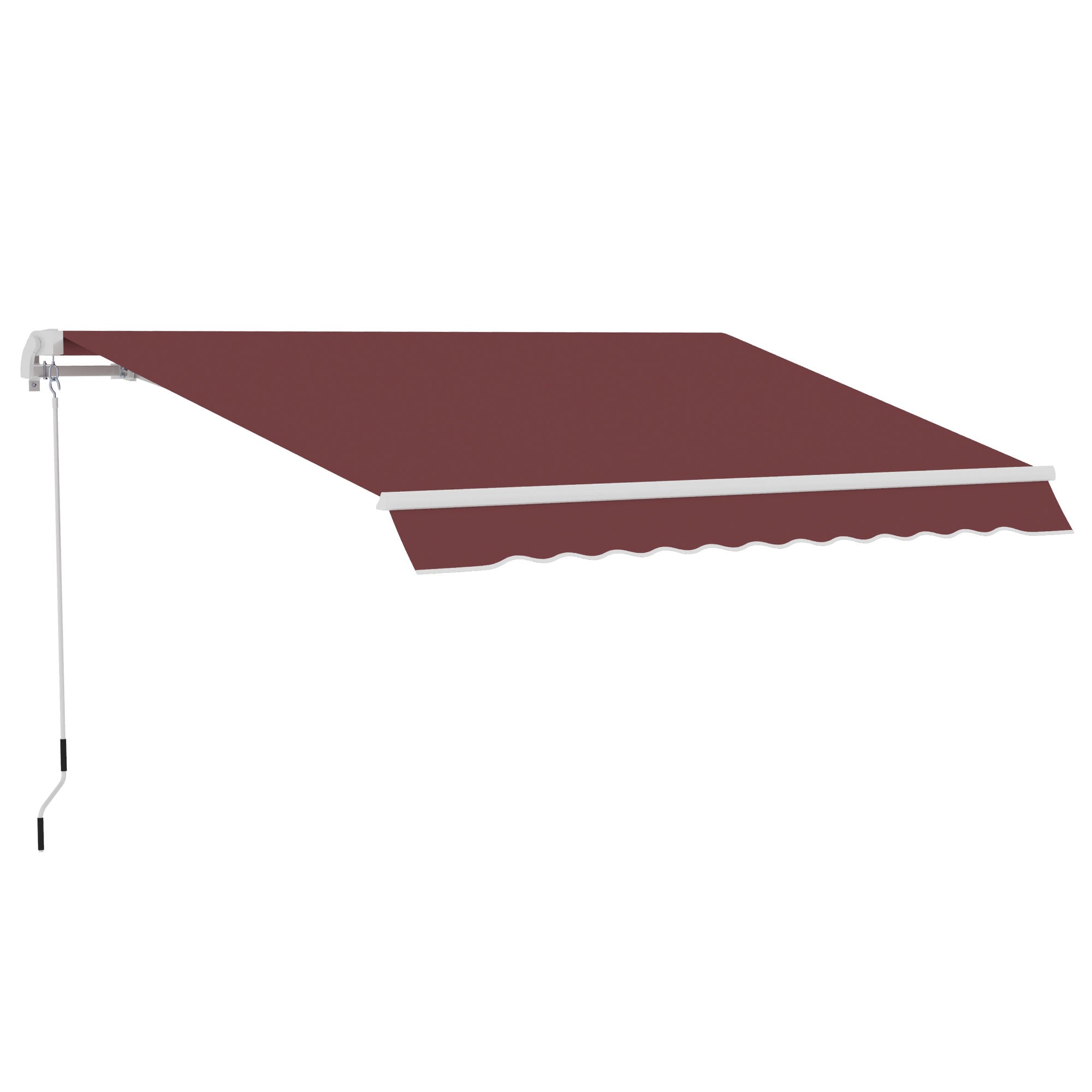 Outsunny Toldo Manual Retráctil 350x250 cm, Toldo Exterior Terraza con Ángulo Ajustable, Manivela, Estructura de Aluminio y Protección UV30+, para Jardín, Patio, Ventanas, Rojo Vino