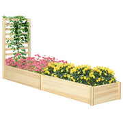 Outsunny Jardinera Exterior Grande de Madera Jardinera con Celosía para Plantas Trepadoras y 2 Cajas de Cultivo para Patio Terraza Balcón 230x60x110 cm Natural