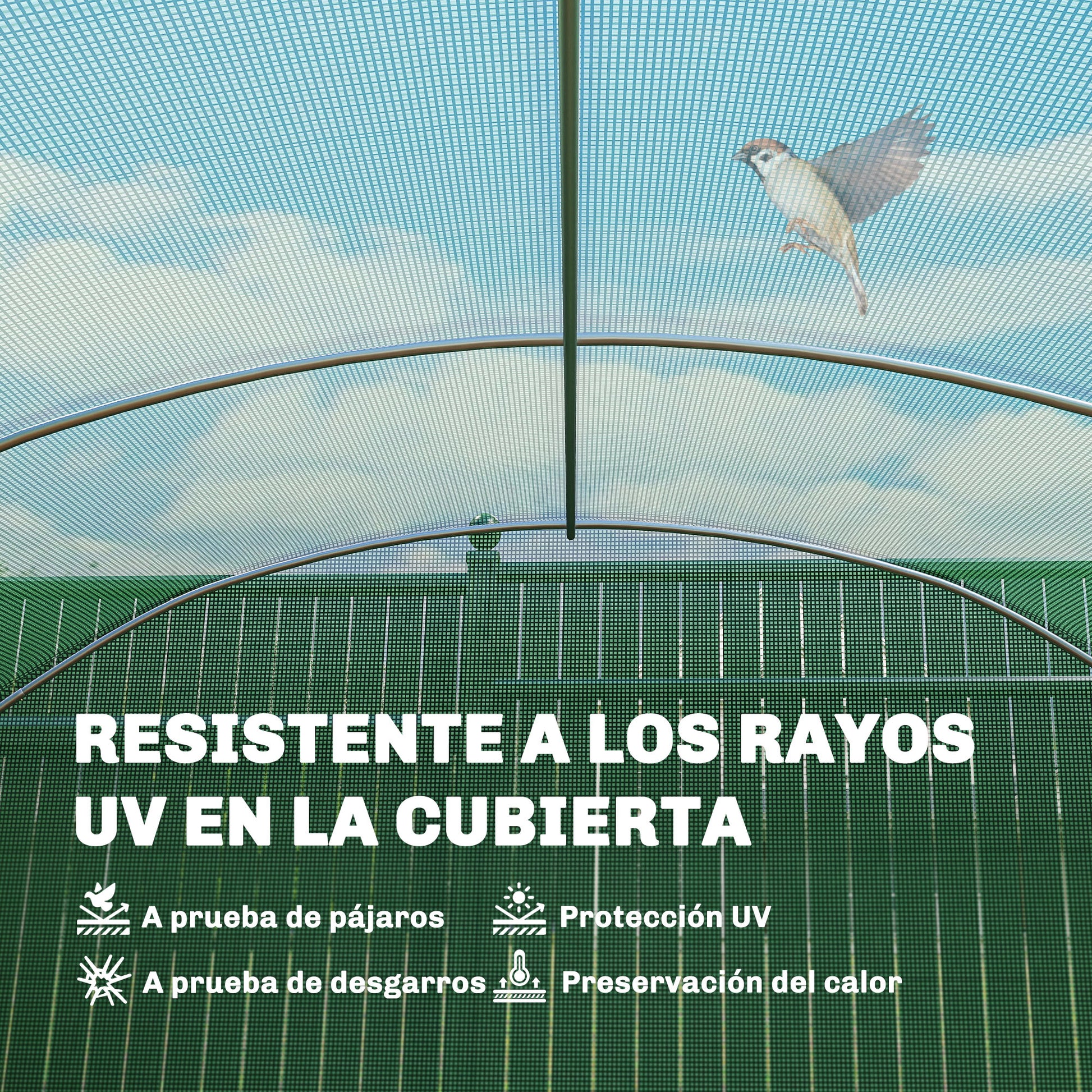 Outsunny Invernadero de Exterior 6x3x2 m, Invernadero de Túnel con 3 Puertas Enrollables, Ventanas de Malla, Cubierta PE 140g/m² Anti-UV y Marco de Acero Galvanizado, para Cultivos, Plantas, Verde