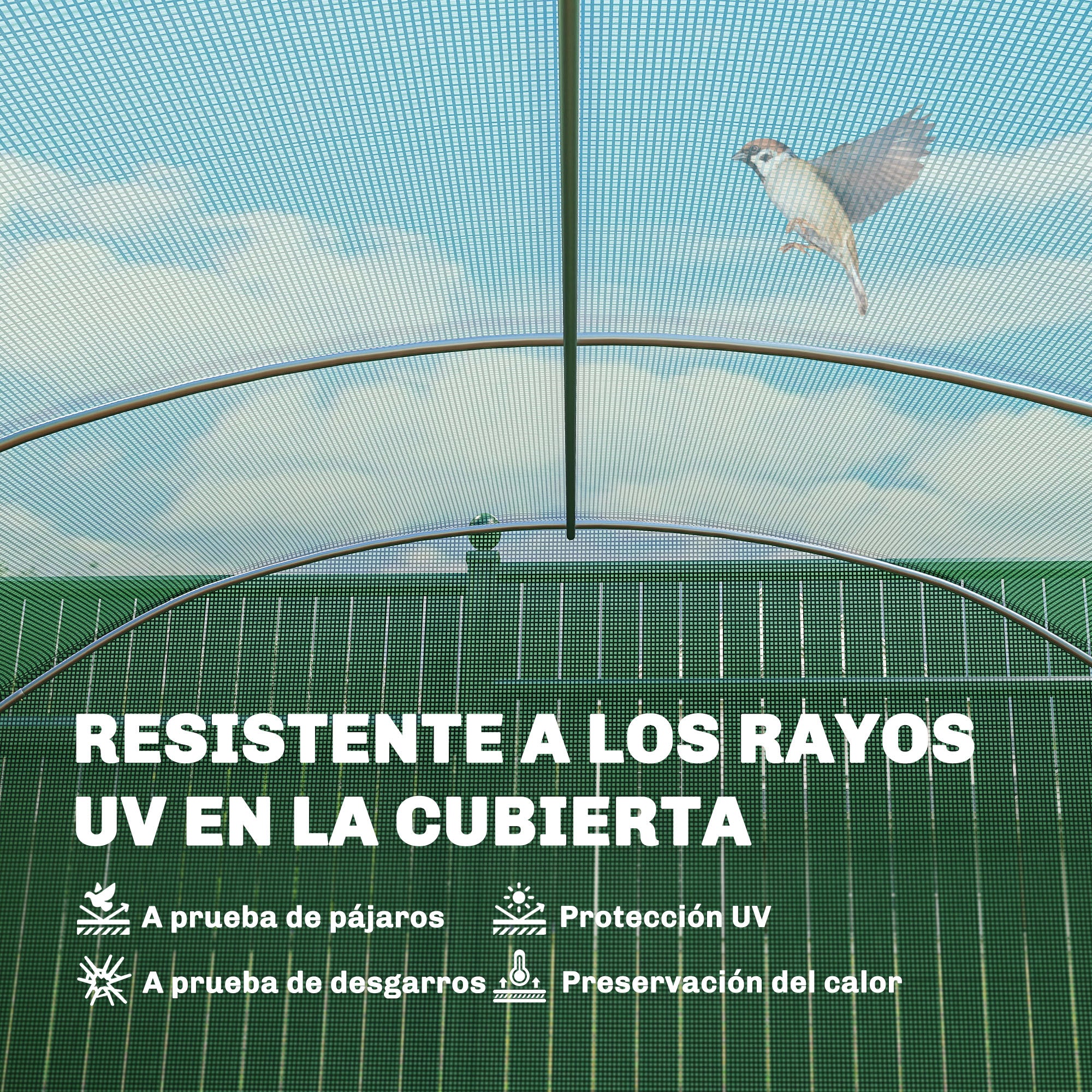 Outsunny Invernadero de Exterior 6x3x2 m, Invernadero de Túnel con 3 Puertas Enrollables, Ventanas de Malla, Cubierta PE 140g/m² Anti-UV y Marco de Acero Galvanizado, para Cultivos, Plantas, Verde