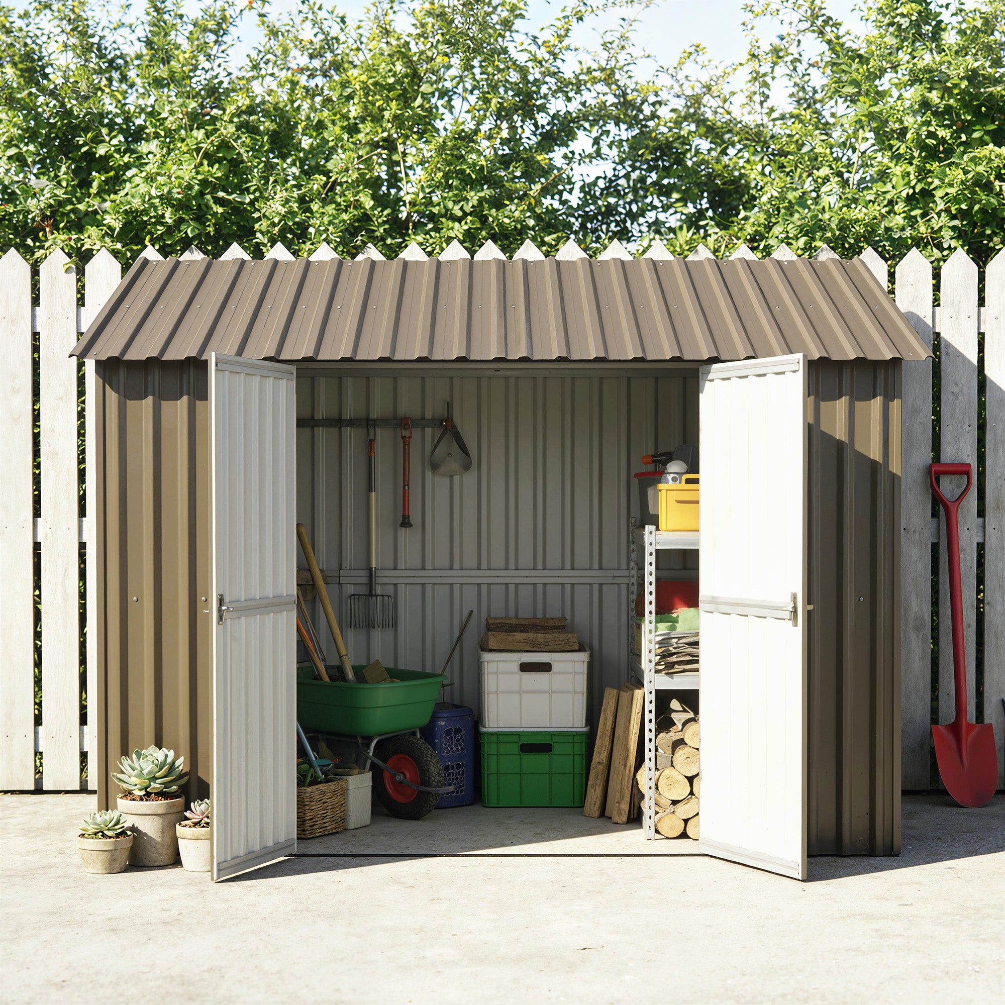 Outsunny 12x Paneles para Tejado de Acero Galvanizado, Chapas Perfiladas de Techo 7m², para Caseta de Herramientas, Cobertizo, Garaje, Exterior, 129x45cm, Marrón