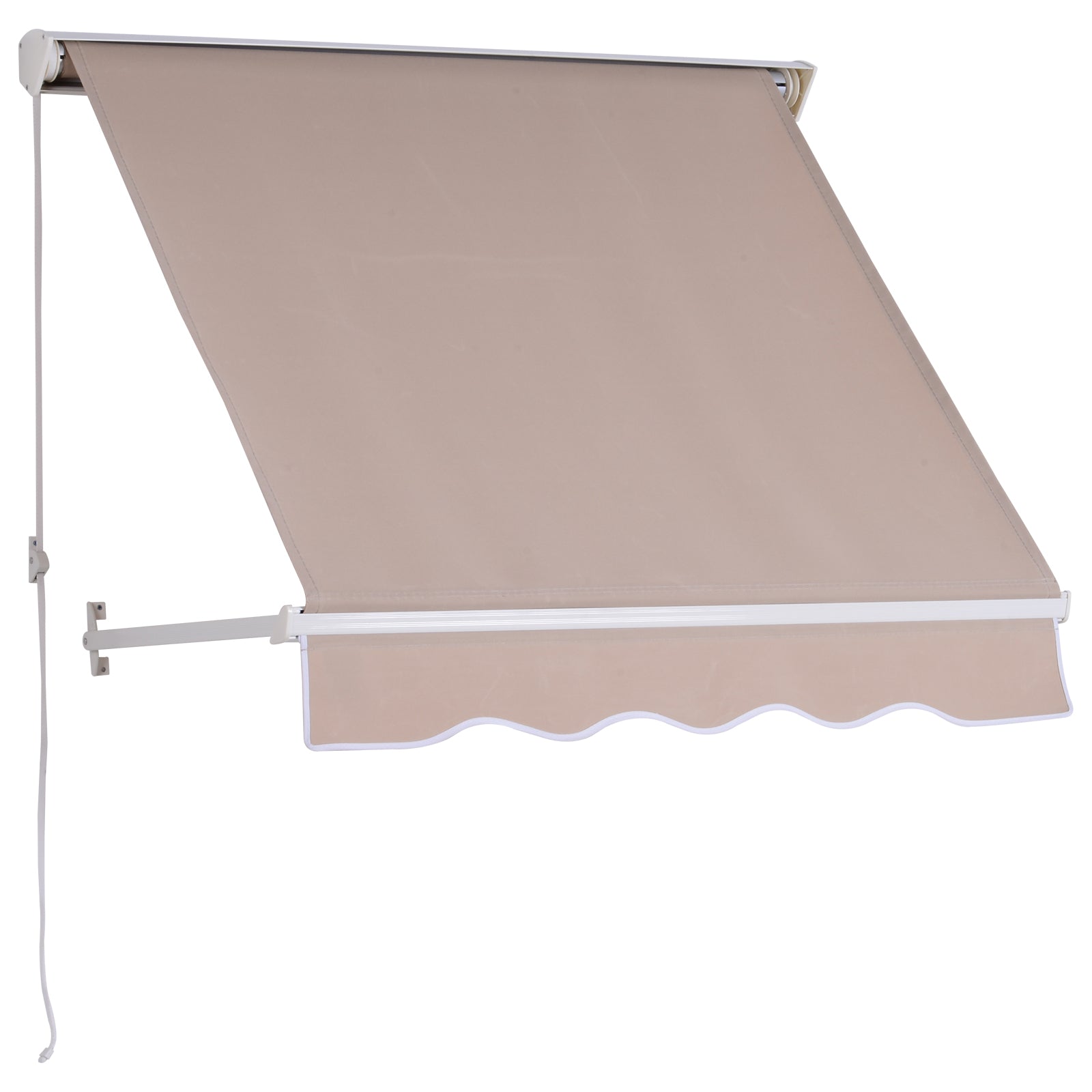 Outsunny Toldo para Ventana o Puerta de Balcón Ángulo de Inclinación Ajustable Brazos Plegables 120x70cm Beige