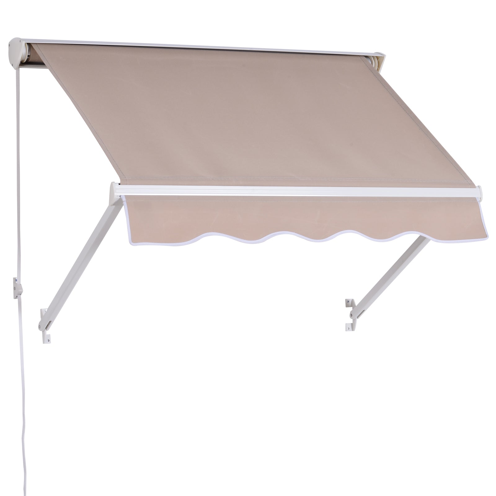 Outsunny Toldo para Ventana o Puerta de Balcón Ángulo de Inclinación Ajustable Brazos Plegables 120x70cm Beige