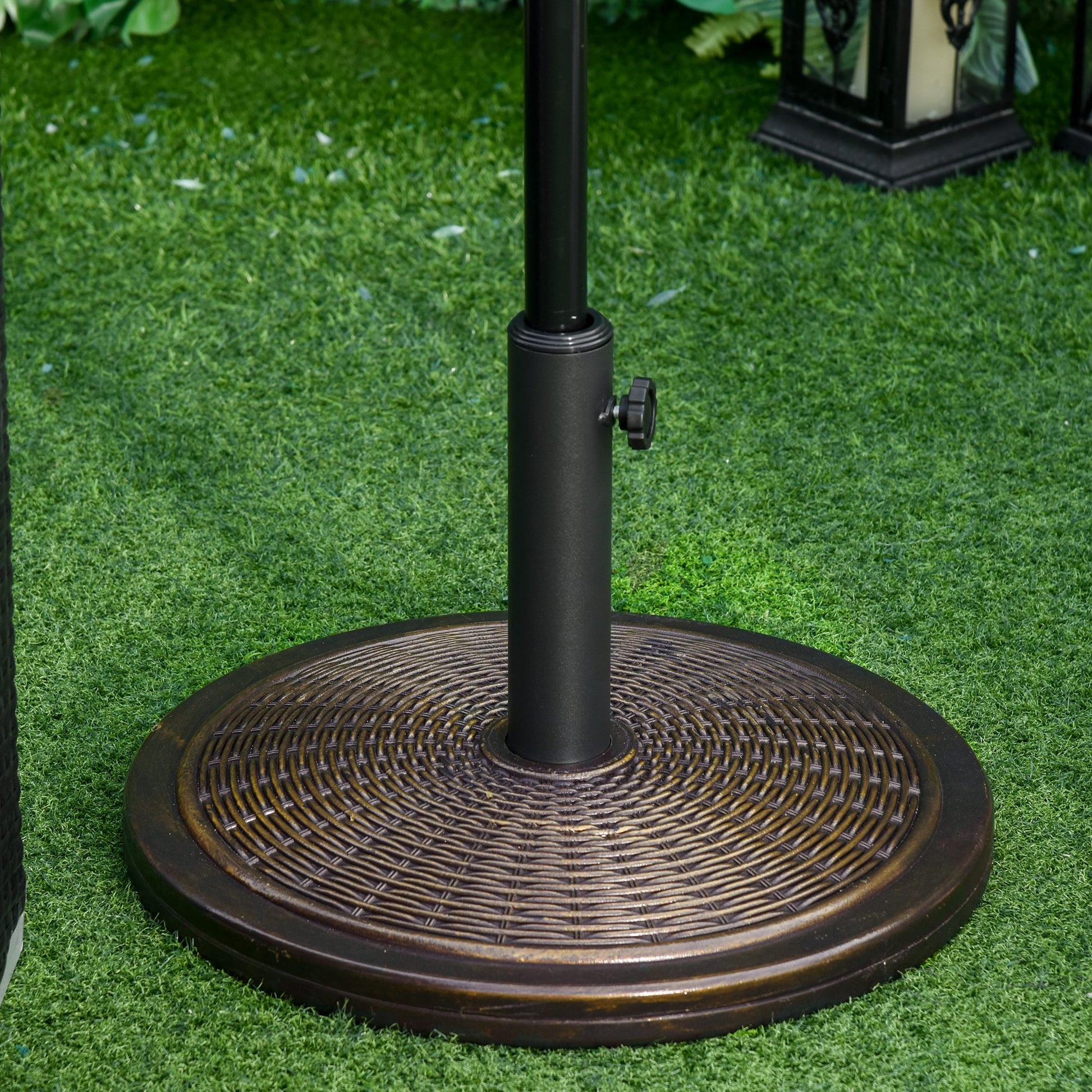 Outsunny Base para Sombrilla de Jardín Peso Neto 13 kg Soporte de Parasol de Cemento Retro para Postes de 35mm/38mm/48mm para Terraza Patio Exterior Ø48x34 cm Bronce