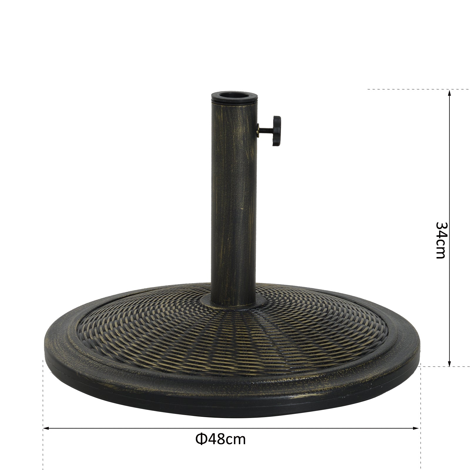 Outsunny Base para Sombrilla de Jardín Peso Neto 13 kg Soporte de Parasol de Cemento Retro para Postes de 35mm/38mm/48mm para Terraza Patio Exterior Ø48x34 cm Bronce