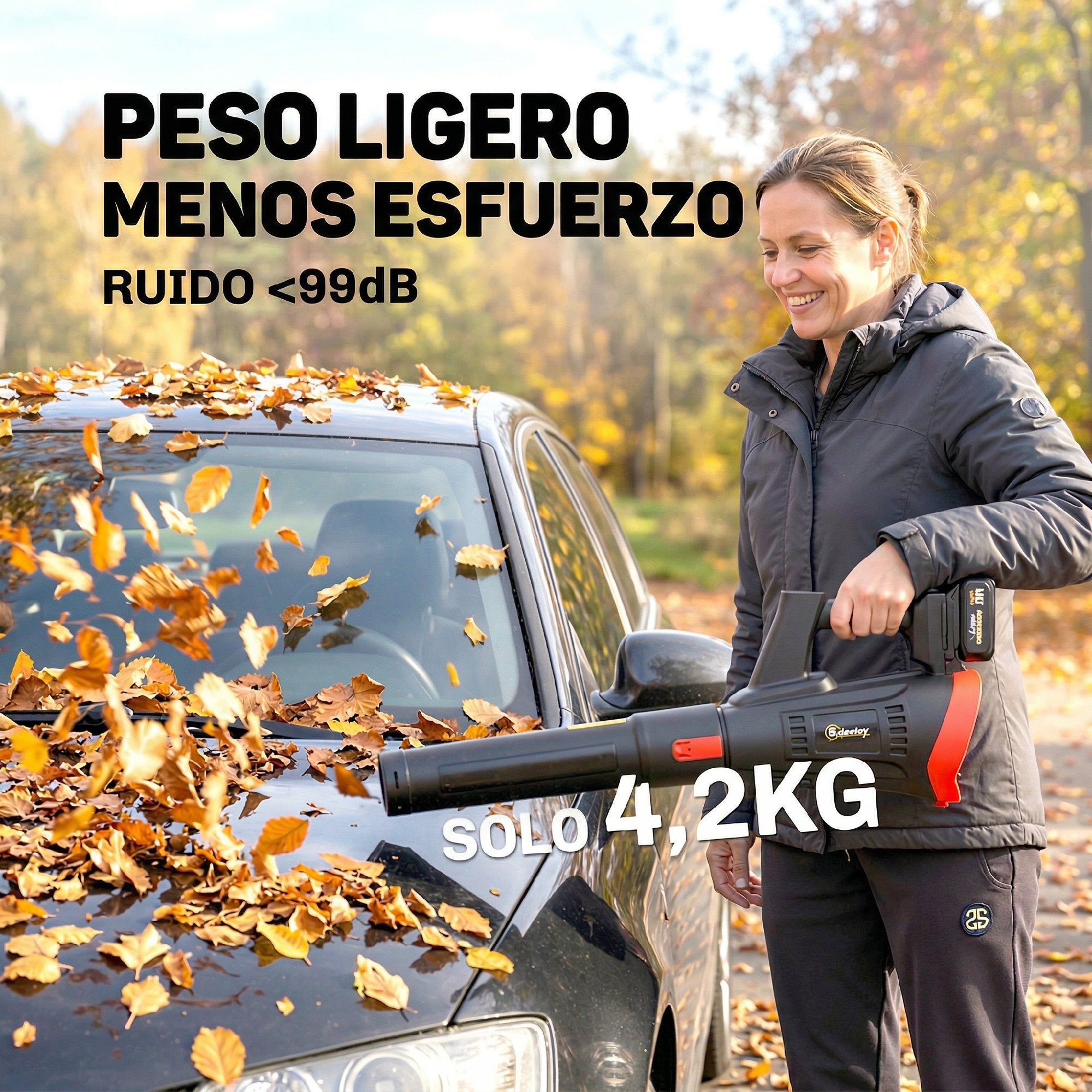 Outsunny Soplador de Hojas sin Cable 18V con 2 Baterías 4.0Ah y Cargador, Motor Sin Escobillas 600W, 3 Velocidades, Correa Hombro, 149 km/h, Soplador Batería Ligero para Hojas, Polvo, Nieve y Residuos