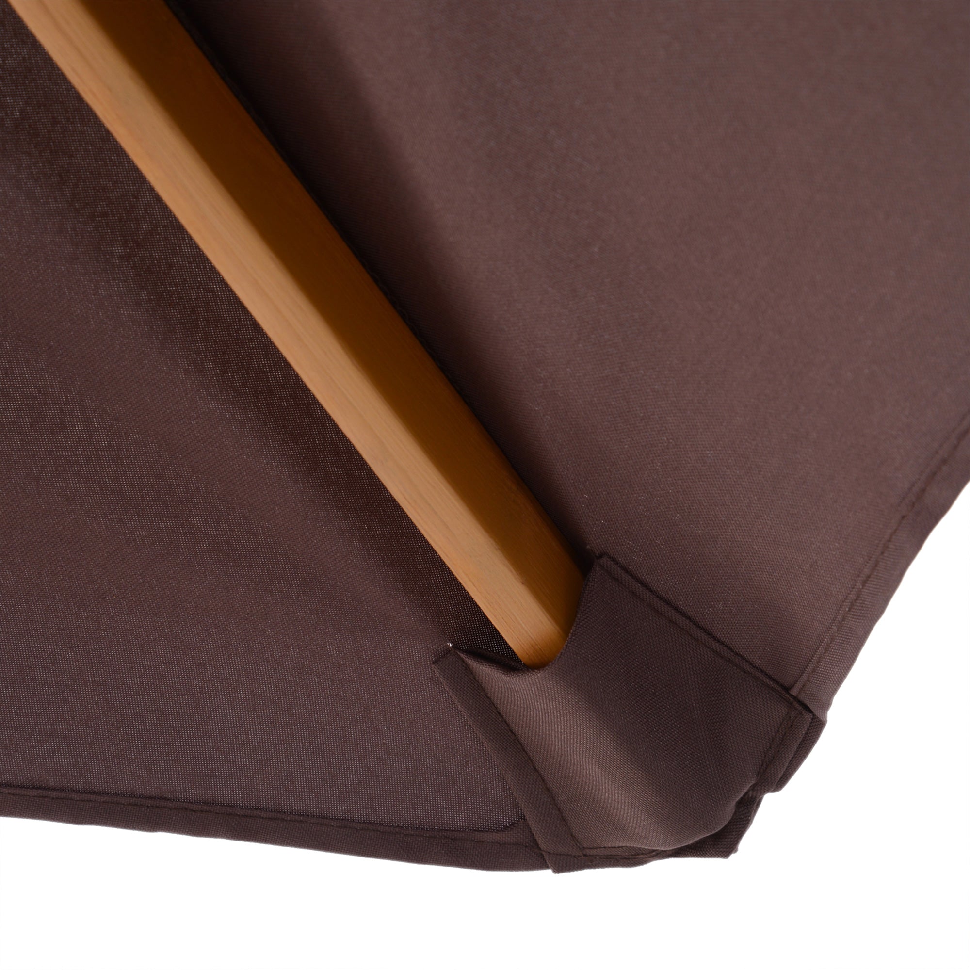 Outsunny Sombrilla de Jardín Ø250x230 cm Parasol de Terraza con 6 Varillas Poste Desmontable Anti-UV Impermeable y Marco de Madera para Playa Patio Café