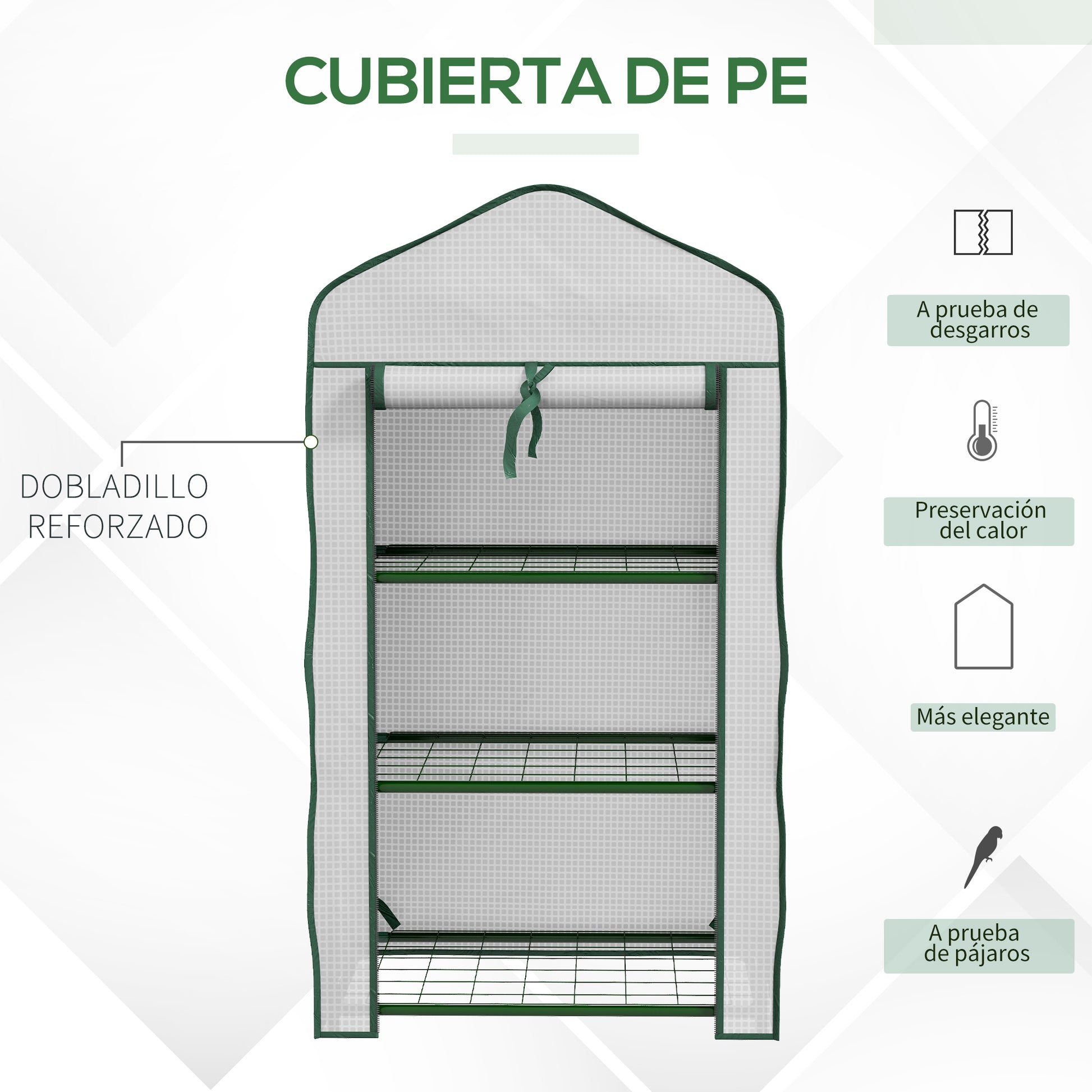 Outsunny Invernadero de Jardín de 3 Niveles Invernadero de Terraza con 3 Estantes 1 Puerta con Cremallera para Cultivo de Plantas Flores Verduras 59x39x127 cm Blanco