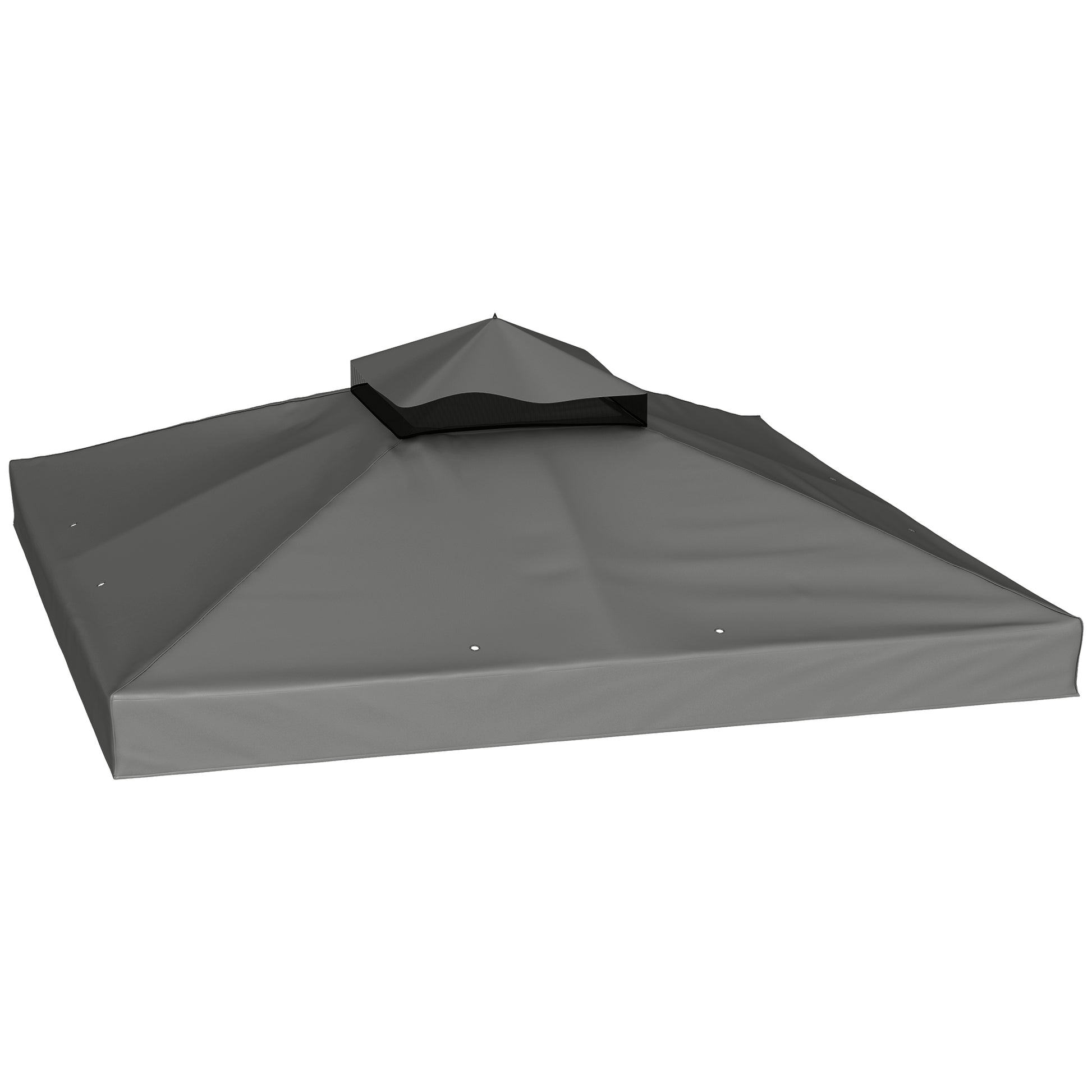 Outsunny Techo de Repuesto para Cenador, 3x3 m, Cubierta de Repuesto con Techo Doble, Orificios de Drenaje y Protección UPF30+, SOLO Toldo de Recambio para Pabellón Gazebo, Gris Oscuro