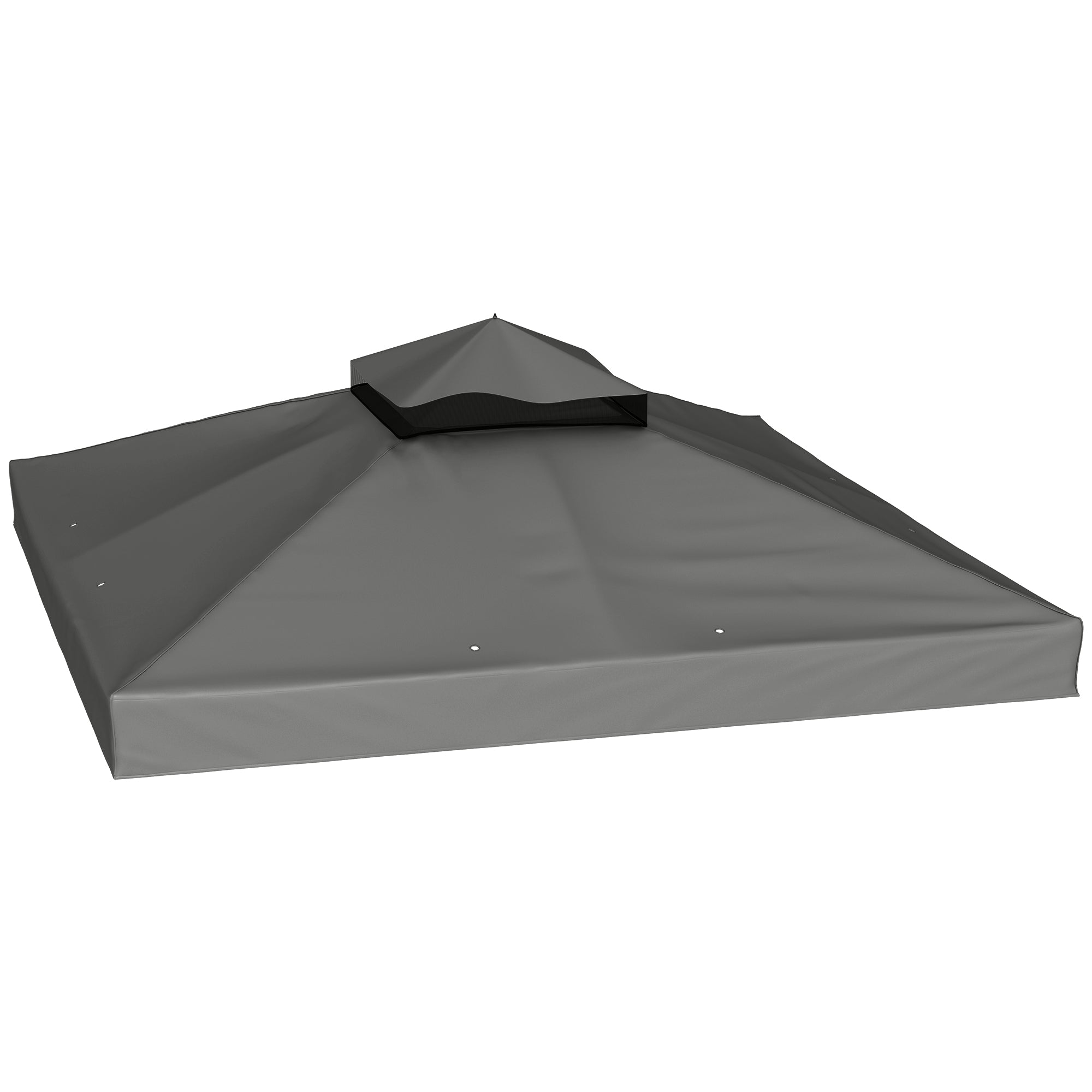 Outsunny Techo de Repuesto para Cenador, 3x3 m, Cubierta de Repuesto con Techo Doble, Orificios de Drenaje y Protección UPF30+, SOLO Toldo de Recambio para Pabellón Gazebo, Gris Oscuro