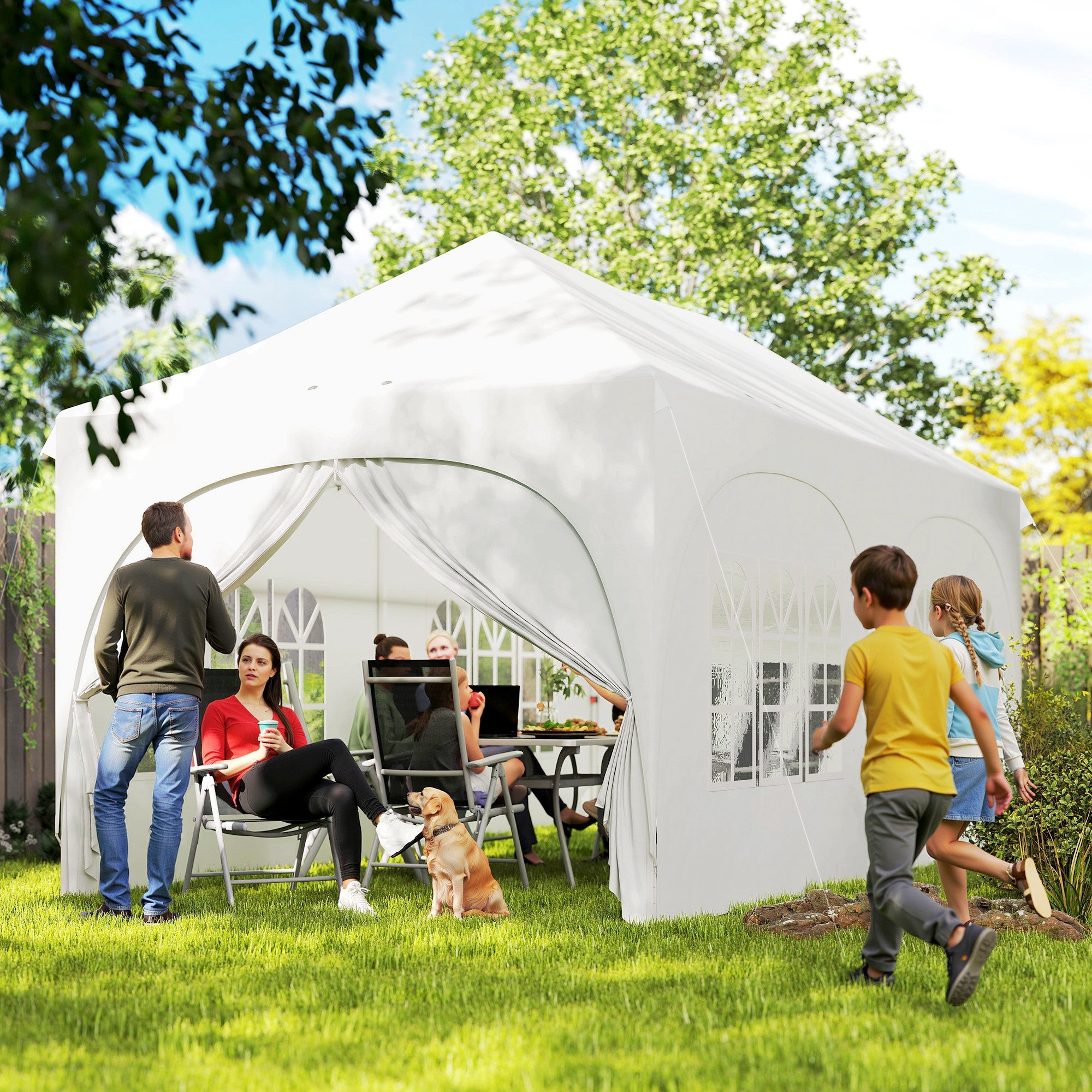 Outsunny Carpa Plegable 6x3 m, Pop-up, con 6 Laterales Extraíbles, Cenador de Jardín con Altura Ajustable, Ventanas, Bolsa de Transporte, UPF30+, Gazebo para Camping, Fiestas, Exterior, Gris Claro