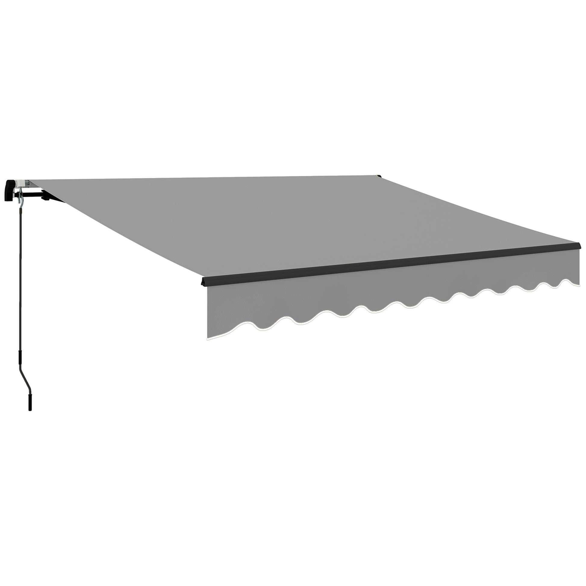 Outsunny Toldo Manual Retráctil 360x220 cm Toldo para Balcón con Manivela de Aluminio 3 Brazos y Protección UV30+ Toldo Enrollable de Exterior para Jardín Terraza Ventanas Gris