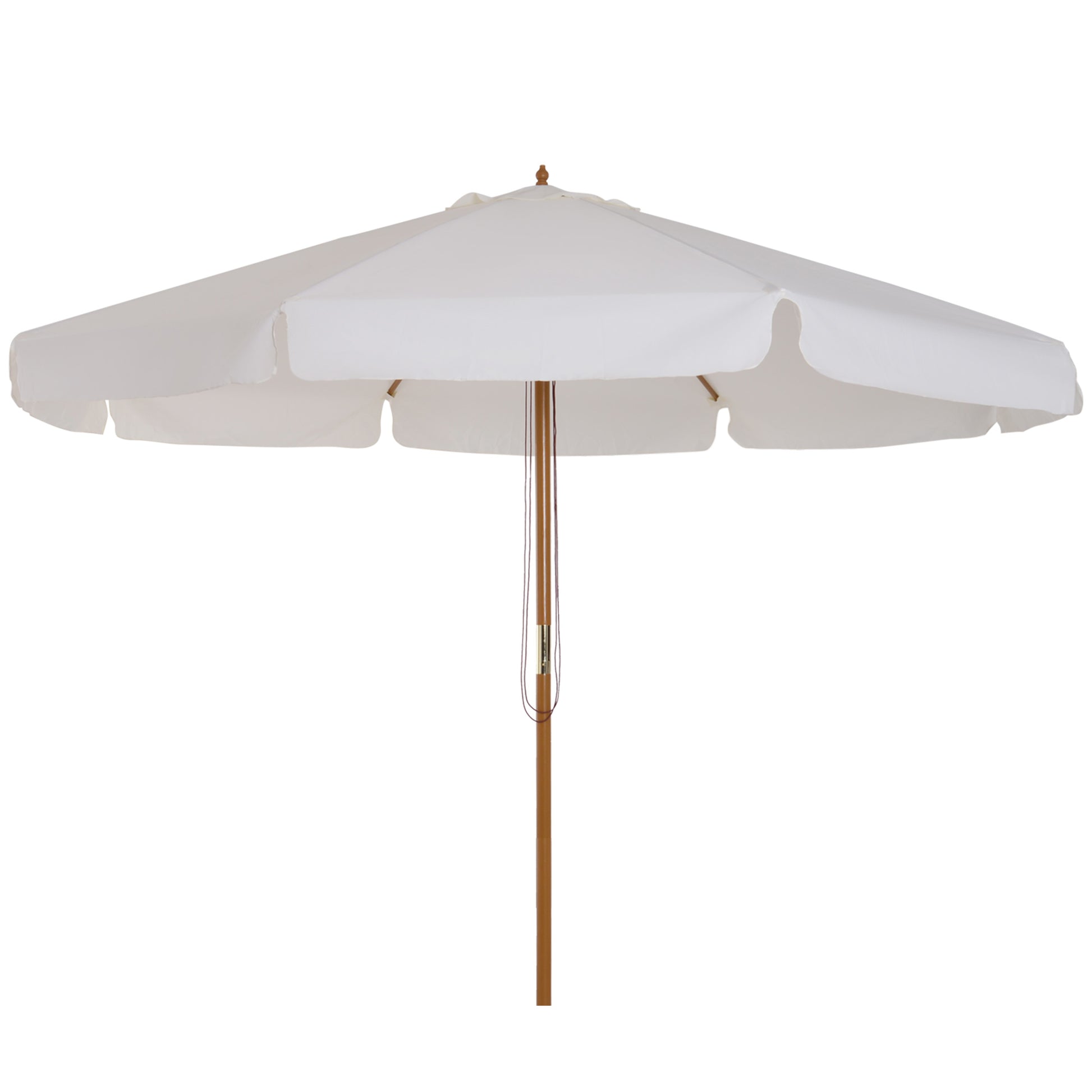 Outsunny Sombrilla Terraza Exterior Ø325 cm Sombrilla de Jardín con Sistema de Polea Techo Ventilado 8 Varillas de Bambú y Poste de Madera Parasol para Patio Terraza Beige