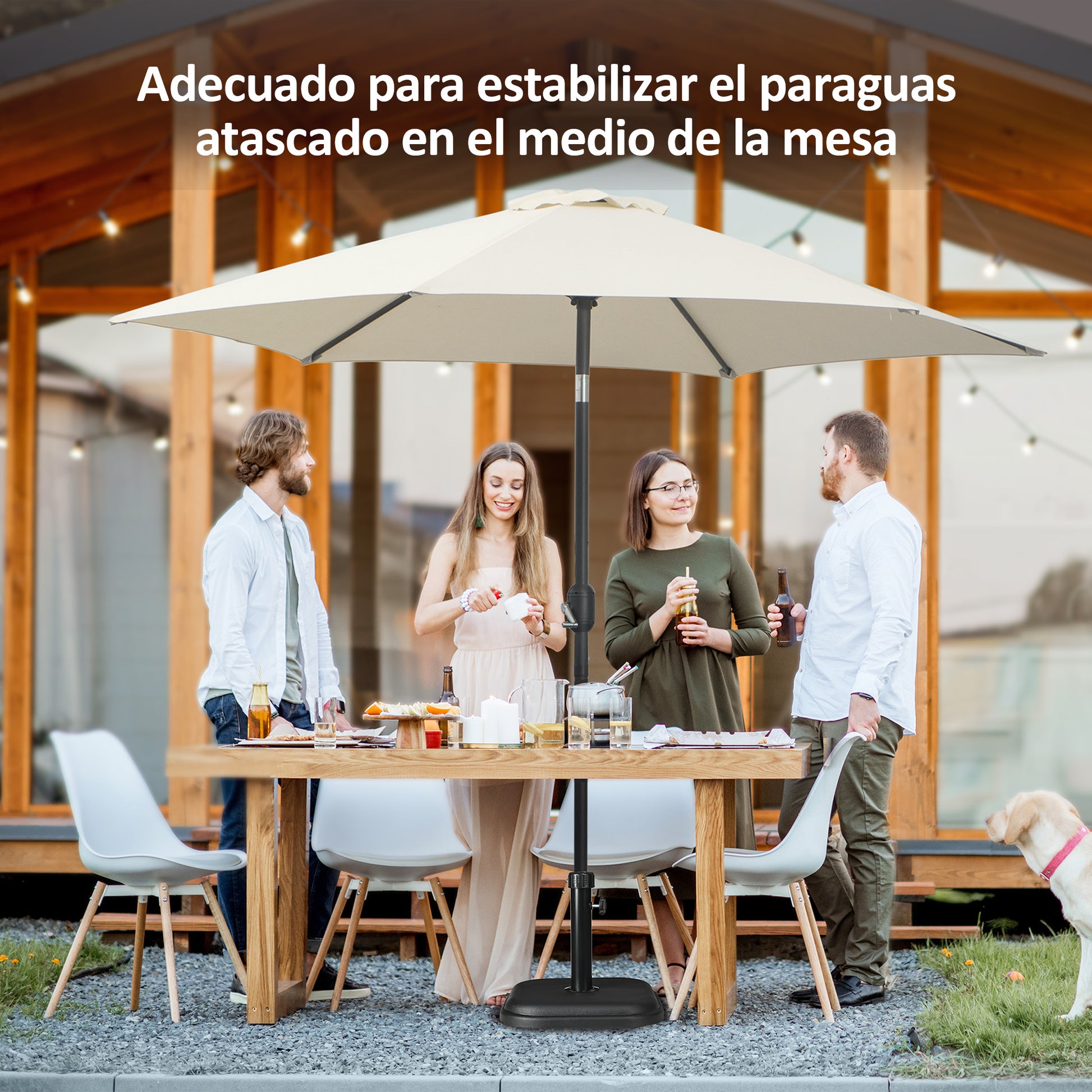 Outsunny Base de Sombrilla de Jardín Peso 11 kg Soporte para Parasol de Cemento para Mástil de Ø32-38 mm para Terraza Patio Exterior 36x36x31 cm Negro