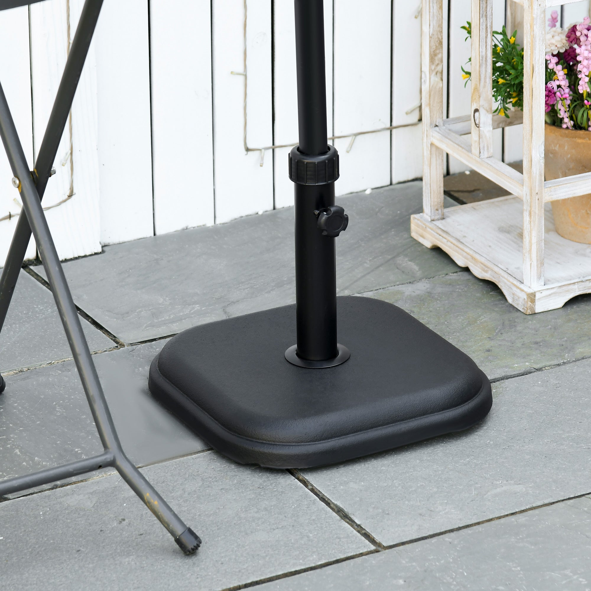 Outsunny Base de Sombrilla de Jardín Peso 11 kg Soporte para Parasol de Cemento para Mástil de Ø32-38 mm para Terraza Patio Exterior 36x36x31 cm Negro