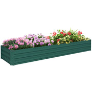 Outsunny Jardinera Exterior Grande Rectangular de Acero Galvanizado, Huerto Urbano para Cultivar Plantas Hierba, Macetero Grande Exterior con Base Abierta Resistente a la Intemperie 240x60x30 cm Verde