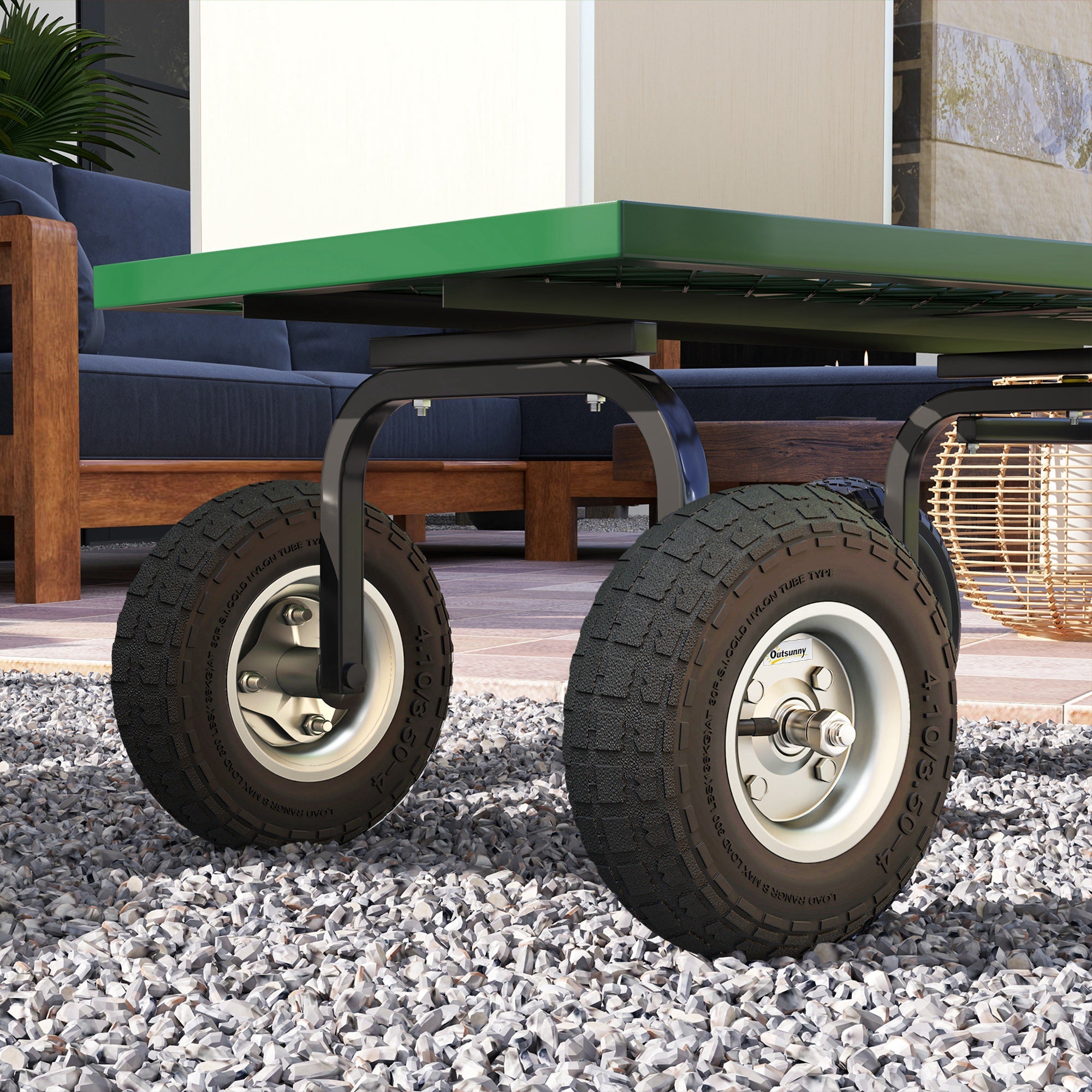 Outsunny Juego de 4 Ruedas para Carretilla, Neumáticos de Goma Ø255 x 75 mm, Ruedas de Repuesto, Eje de 16 mm, Carga 80 kg, para Carros de Mano y Carritos de Jardín, Negro
