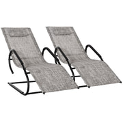 Outsunny Juego de 2 Tumbonas de Jardín Relax Sillas Tumbonas con Reposacabezas Reposapiés y Reposabrazos Carga 160 kg para Terraza Patio 160x59,5x83 cm Gris