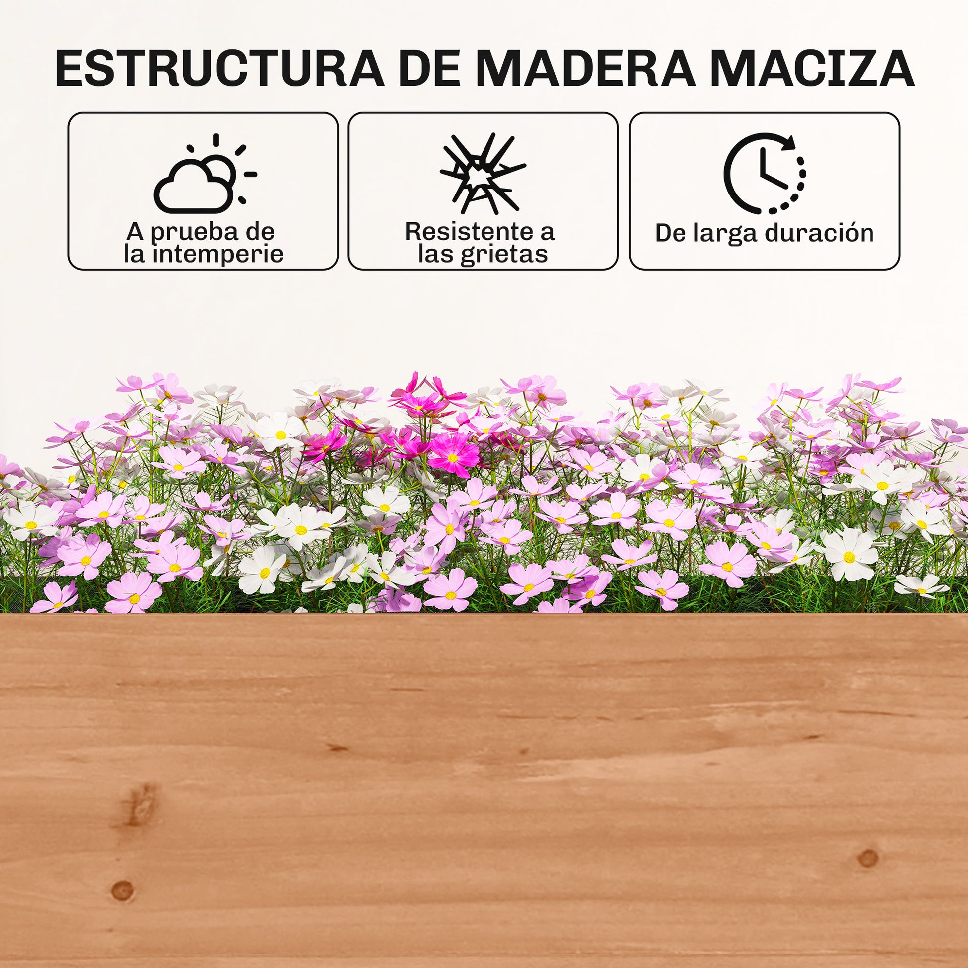 Outsunny Jardinera de Madera de 4 Niveles, Jardinera Exterior Elevada con Orificios de Drenaje y Tela no Tejida, Macetero para Cultivos, Plantas, Flores, para Terraza, Jardín, 85x45x140 cm, Marrón
