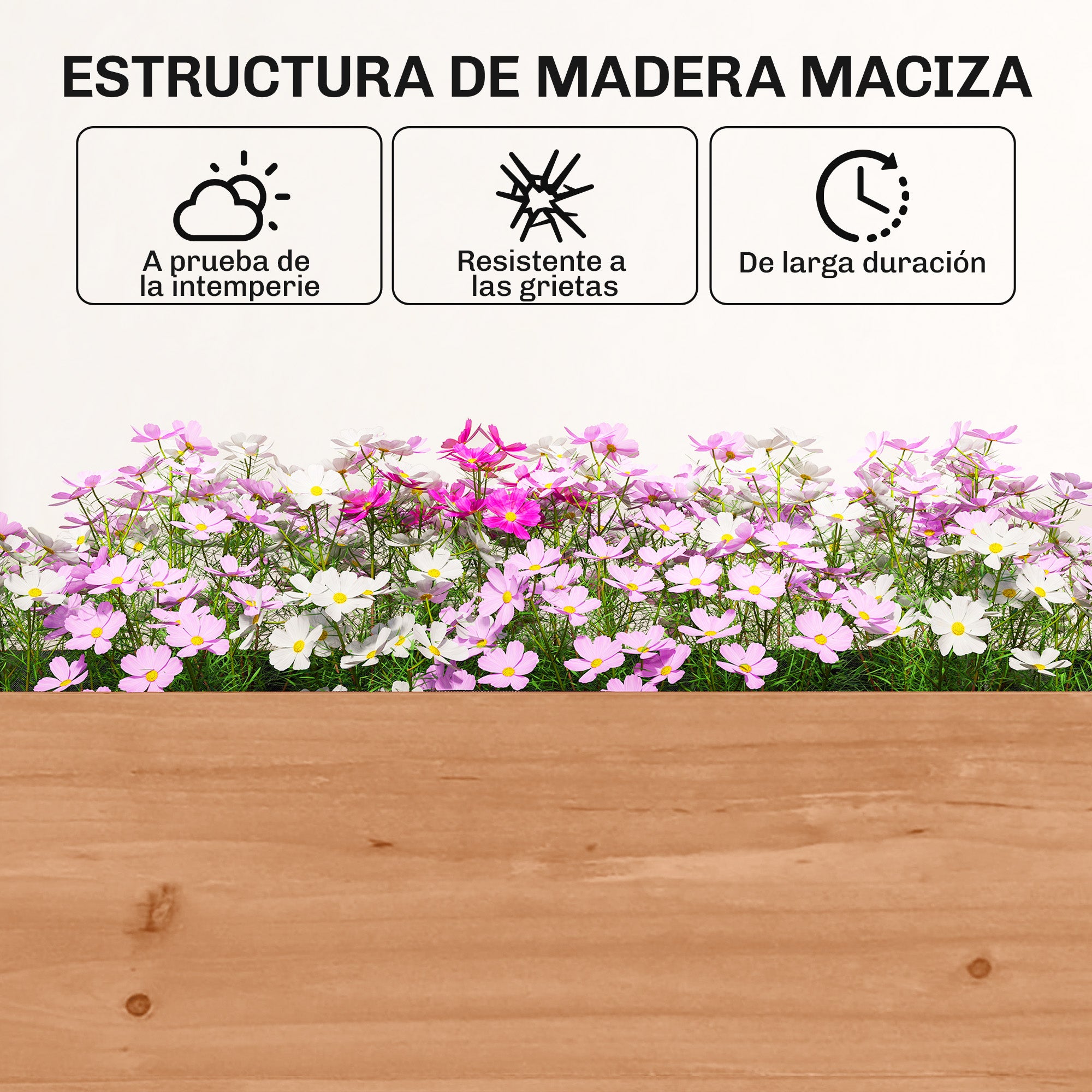 Outsunny Jardinera de Madera de 4 Niveles, Jardinera Exterior Elevada con Orificios de Drenaje y Tela no Tejida, Macetero para Cultivos, Plantas, Flores, para Terraza, Jardín, 85x45x140 cm, Marrón