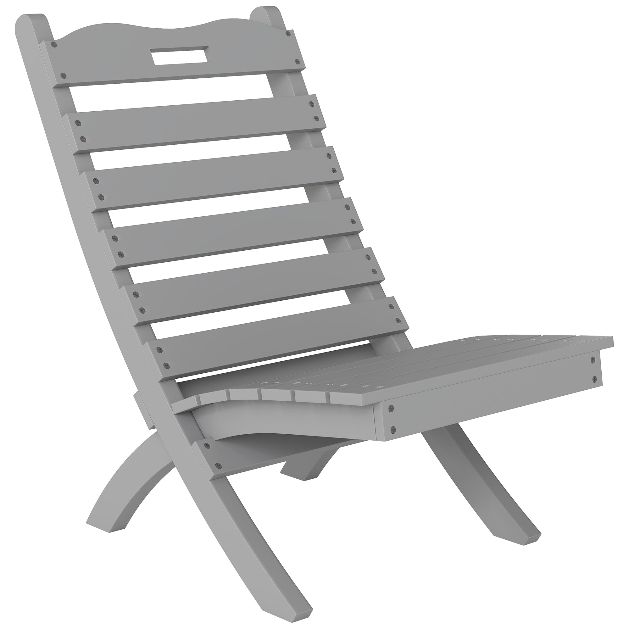 Outsunny Silla de Jardín de Madera Silla de Exterior con Diseno Listones y Respaldo Inclinado Carga 120 kg para Balcón Patio Terraza 78x48x76 cm Gris