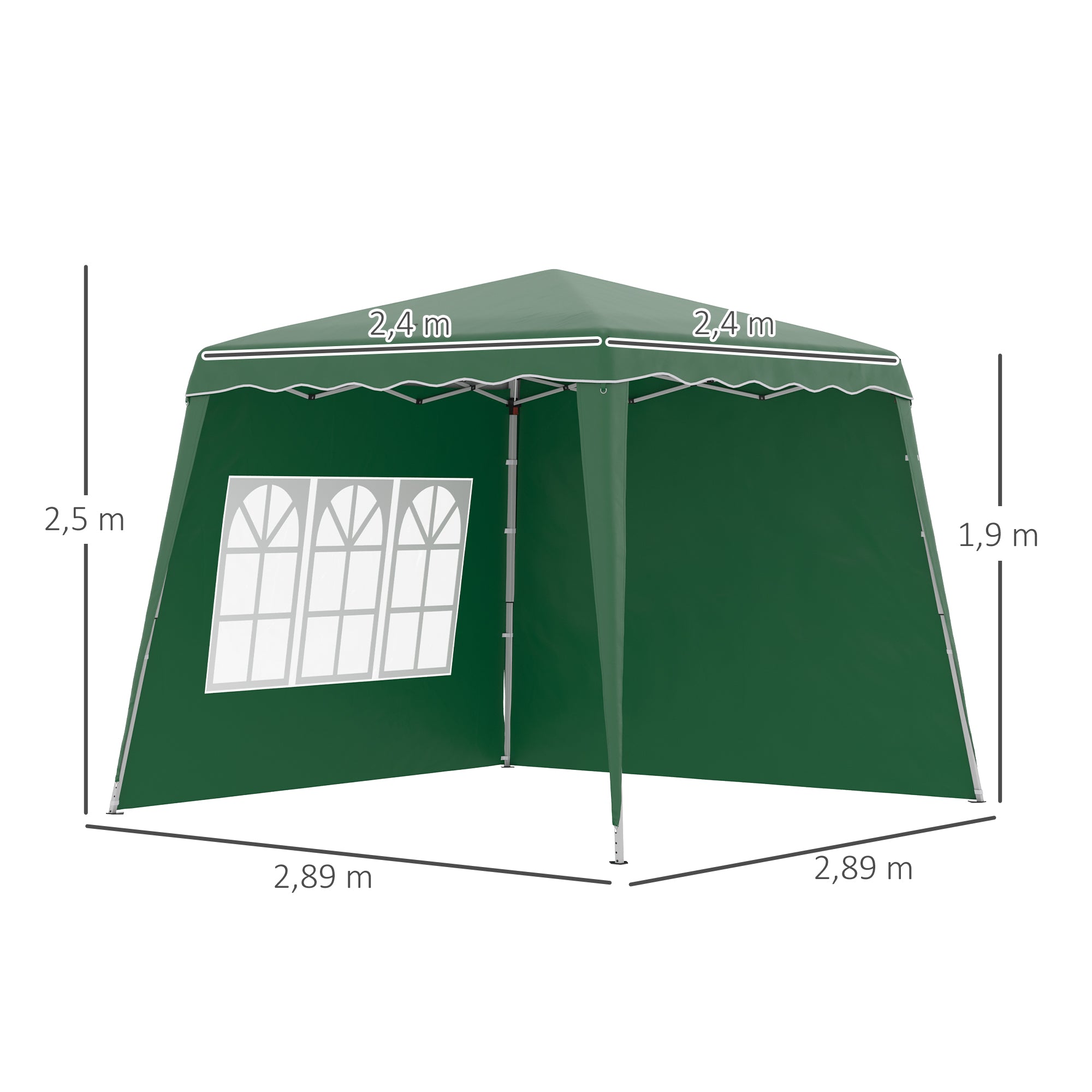 Outsunny Carpa Plegable Pop-up 3x3 m Cenador Pabellón de Jardín con 2 Paredes Laterales Altura Ajustable y Bolsa de Transporte Protección UV50+ Impermeable Gazebo para Camping Fiestas Exterior Verde