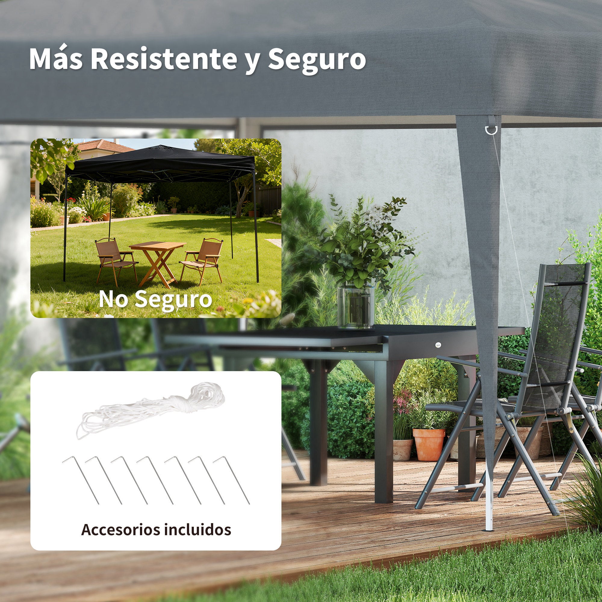 Outsunny Carpa Plegable 3x3 m, Pop-up, Cenador Pabellón de Jardín, Altura Ajustable con Bolsa de Transporte, Tela Oxford 210D Anti-UV, Impermeable, Gazebo para Camping, Fiestas, Exterior, Gris
