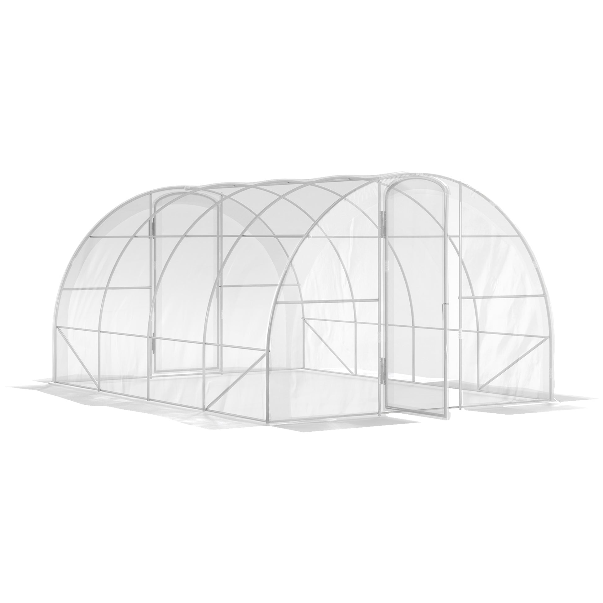 Outsunny Invernadero de Túnel 4x3x2 m Invernadero de Jardín con 2 Puertas Cubierta PE 150g/m² Estructura de Acero Galvanizado y Techo Redondeado para Cultivos Plantas Flores Transparente