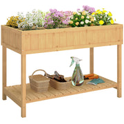 Outsunny Huerto Urbano de Madera, Mesa de Cultivo con Estante Inferior, Jardinera Elevada para Cultivo, Plantas, Flores y Verduras, 110x46x76 cm, Natural
