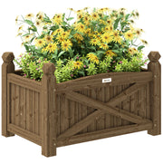 Outsunny Jardinera de Madera Elevada Huerto Urbano Madera para Cultivar Plantas Flores Hierba Jardinera Rectangular para Jardín Balcón Terraza 60x39x37 cm Café Oscuro