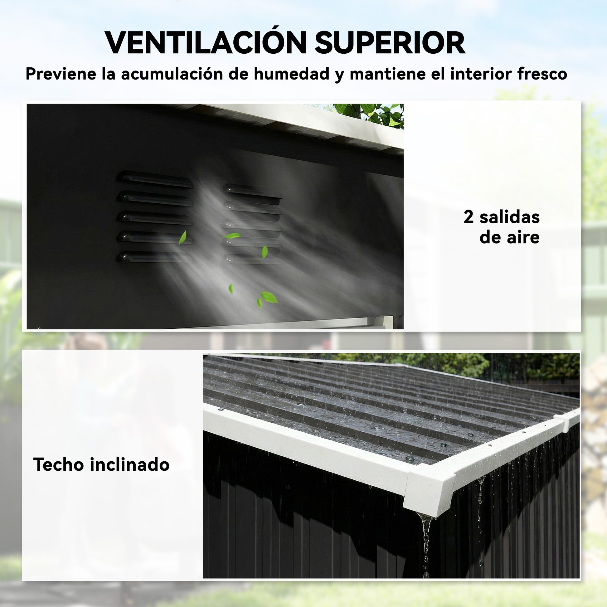 Outsunny Caseta de Jardín Exterior 1,37 m², 163x90x179 cm, Cobertizo de Jardín Exterior Metálico con Puerta con Pestillo y Ranuras de Ventilación, para Almacenamiento de Herramientas, Gris Oscuro