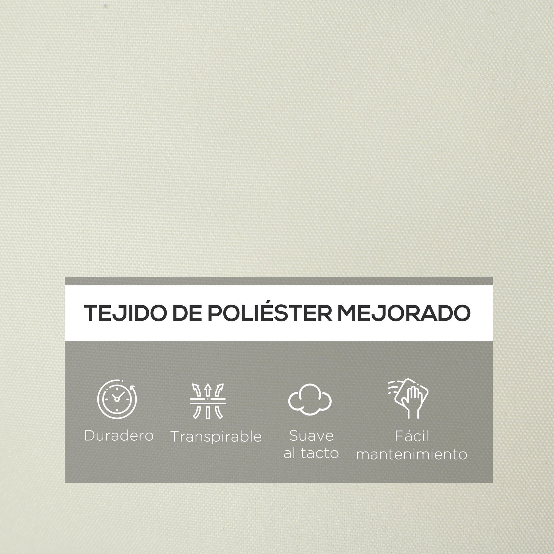 Outsunny Cojín para Tumbona de 1 Plaza 200x60x13 cm Cojín Rectangular de Algodón para Tumbonas Cojín de Asiento y Respaldo Cómodo para Jardín Terraza Balcón Crema