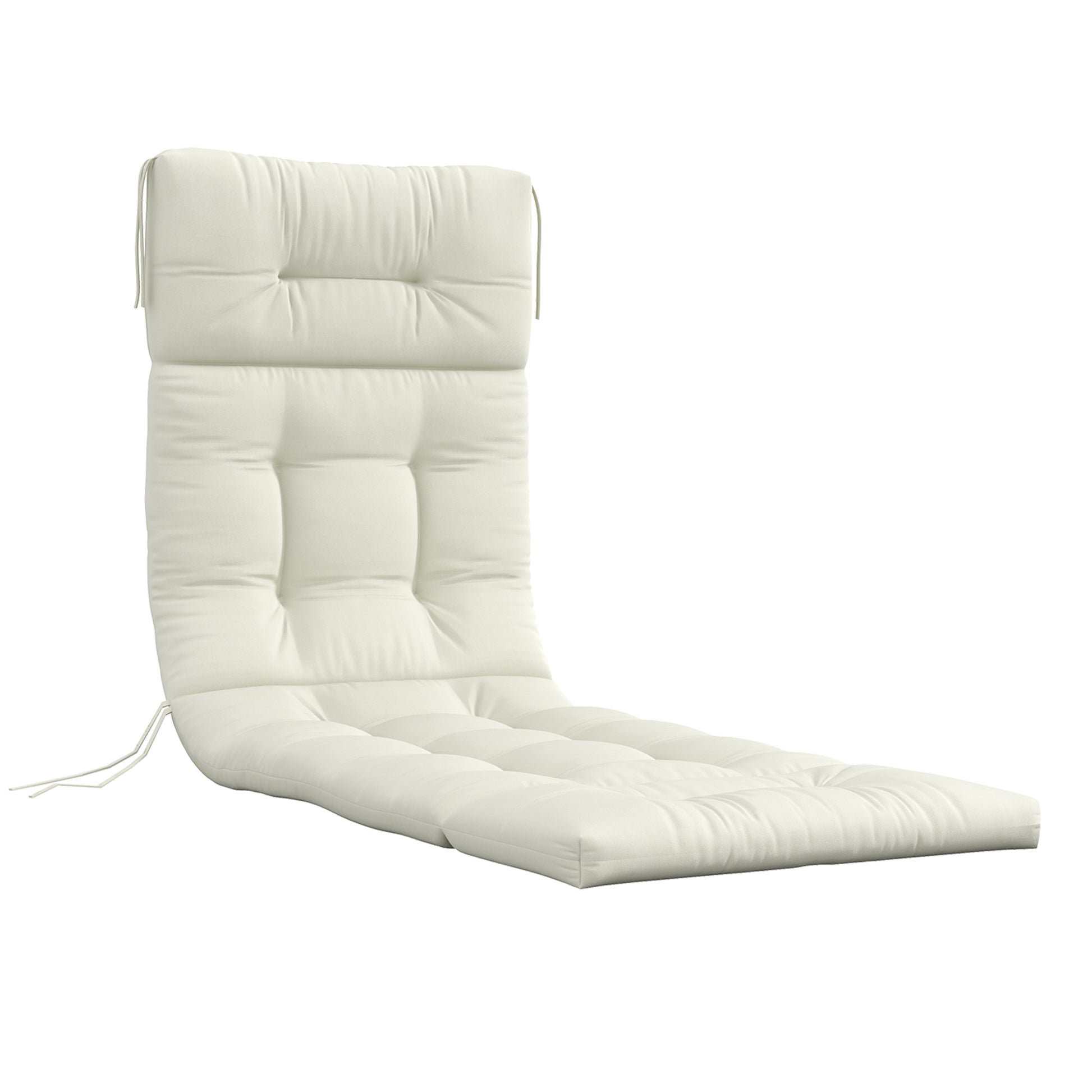 Outsunny Cojín para Tumbona de 1 Plaza 200x60x13 cm Cojín Rectangular de Algodón para Tumbonas Cojín de Asiento y Respaldo Cómodo para Jardín Terraza Balcón Crema
