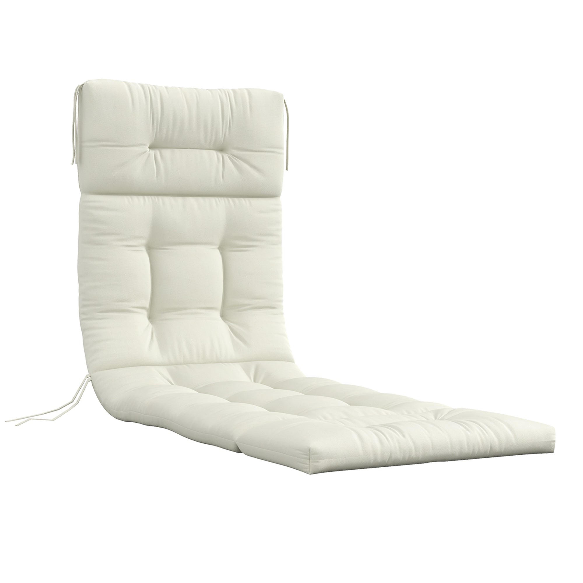 Outsunny Cojín para Tumbona de 1 Plaza 200x60x13 cm Cojín Rectangular de Algodón para Tumbonas Cojín de Asiento y Respaldo Cómodo para Jardín Terraza Balcón Crema
