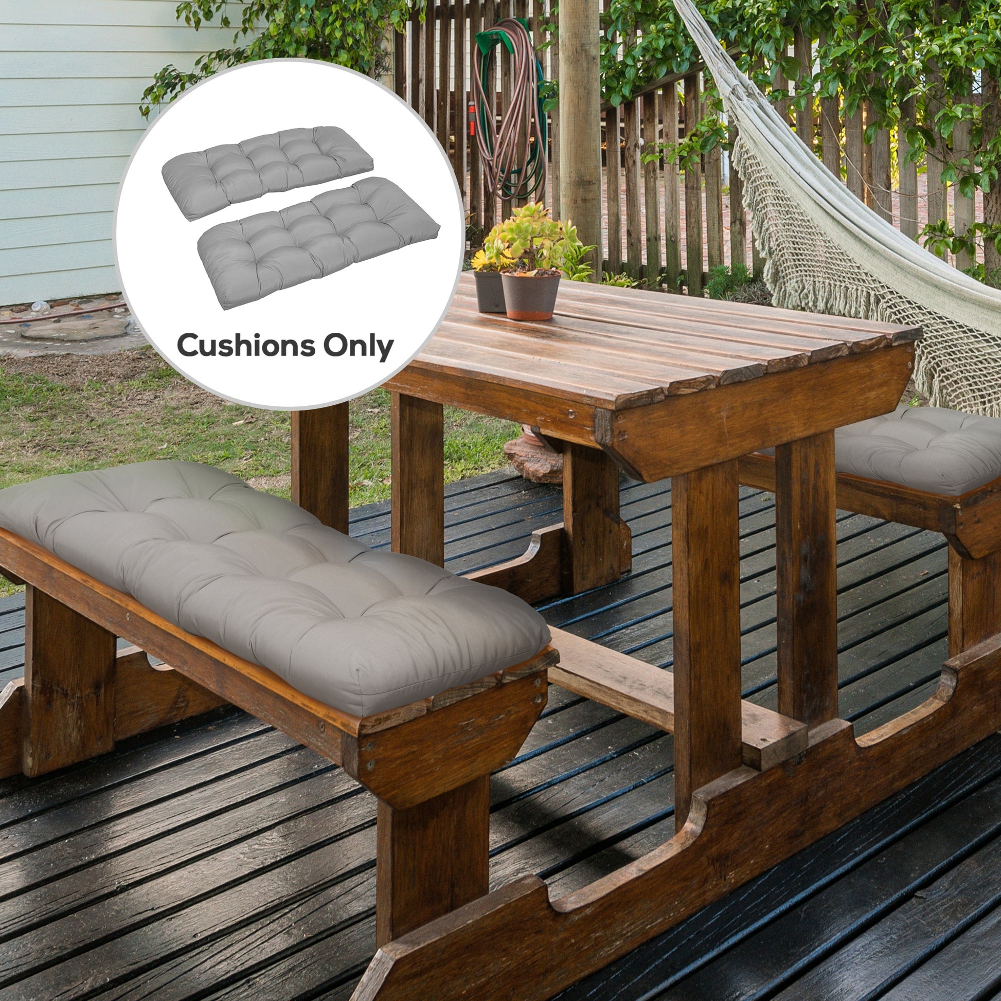 Outsunny Cojín para Banco de 2 Plazas 110x48x8 cm Cojín Rectangular para Interiores y Exteriores Lavable con 8 Puntadas y Asiento Cómodo para Sillas Sofás Gris